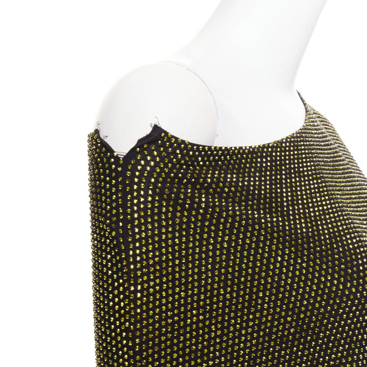 Alexandre Vauthier ALEXANDRE VAUTHIER black gold strass crystal asymmetric one shoulder mini dress Size S / US 4 / IT 40 - 9 Thumbnail