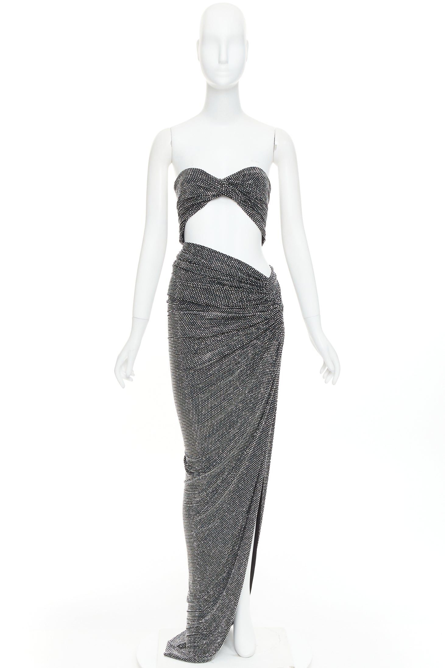 Alexandre Vauthier ALEXANDRE VAUTHIER silver strass crystal twisted bust cut out draped skirt gown Size S / US 4 / IT 40 - 10 Thumbnail