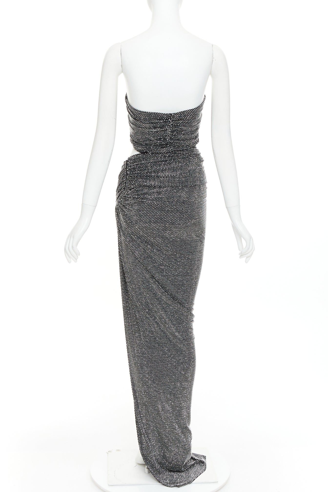 Alexandre Vauthier ALEXANDRE VAUTHIER silver strass crystal twisted bust cut out draped skirt gown Size S / US 4 / IT 40 - 5 Thumbnail