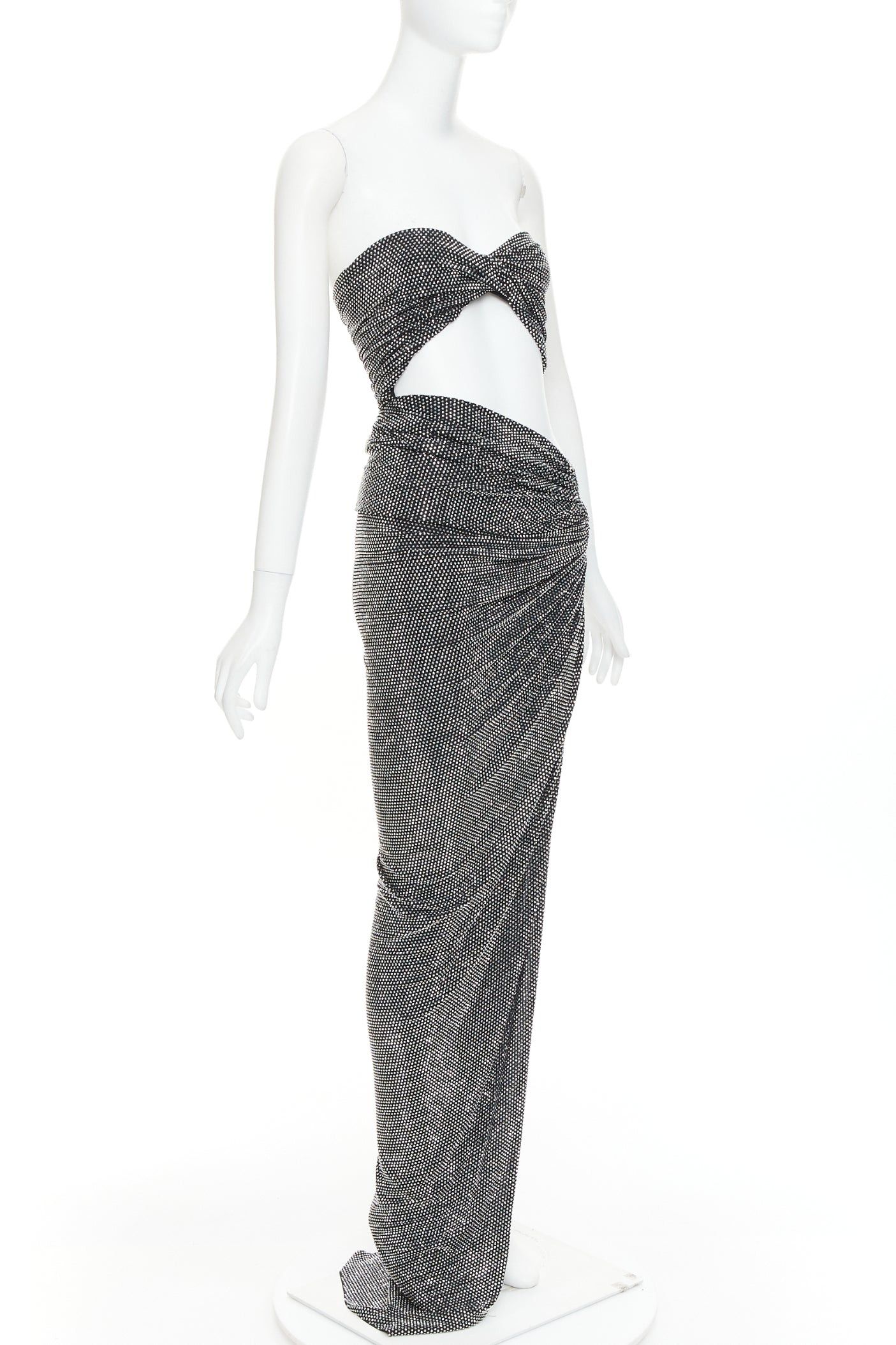 Alexandre Vauthier ALEXANDRE VAUTHIER silver strass crystal twisted bust cut out draped skirt gown Size S / US 4 / IT 40 - 3 Thumbnail