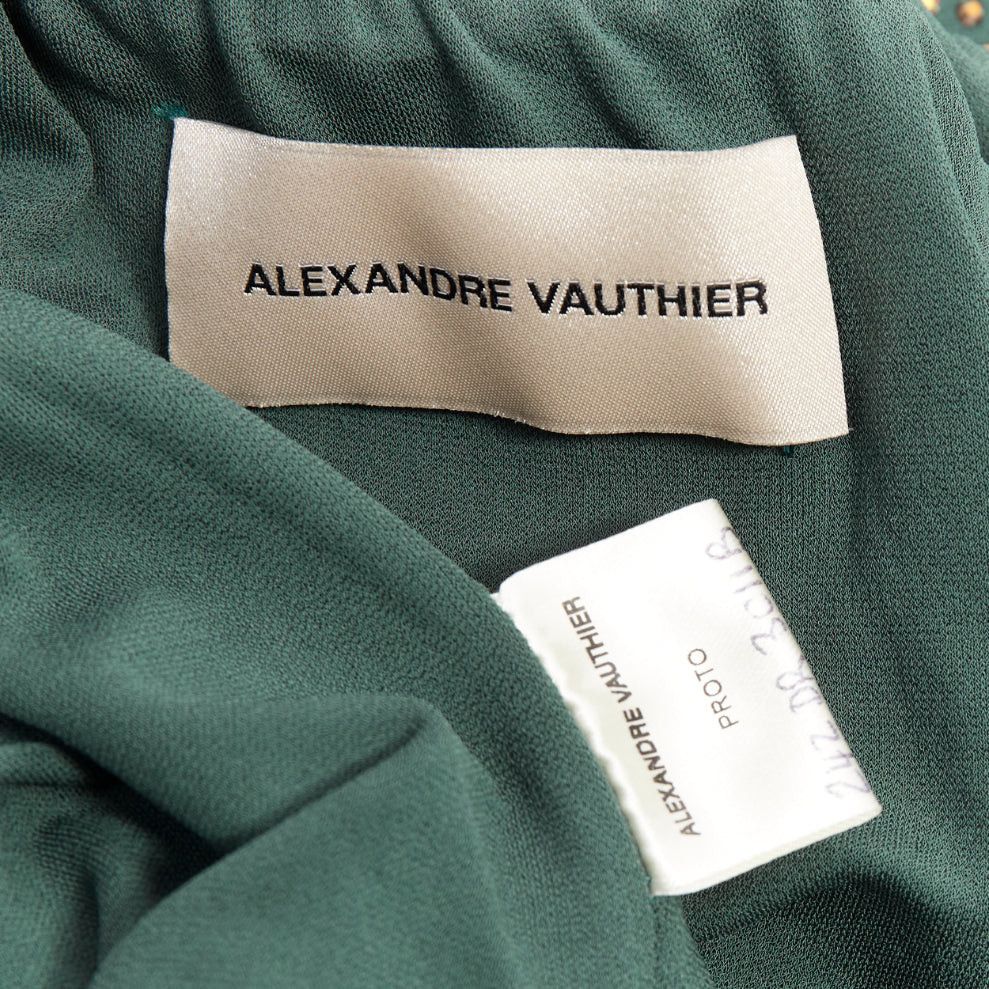 Alexandre Vauthier ALEXANDRE VAUTHIER Scarabeus green strass crystal cut out twisted bust low waist gown Size S / US 4 / IT 40 - 10 Thumbnail