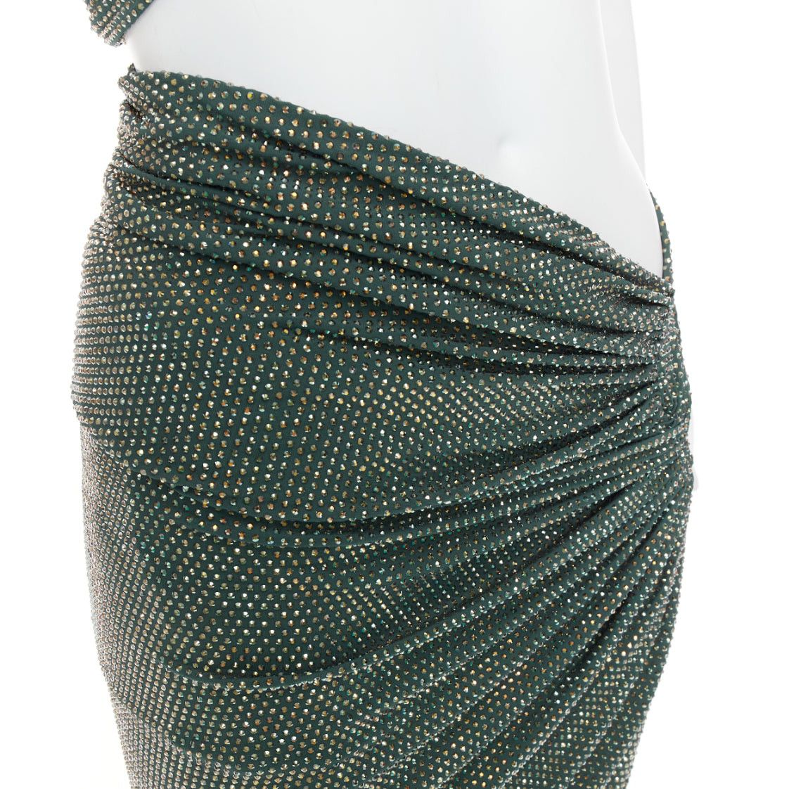 Alexandre Vauthier ALEXANDRE VAUTHIER Scarabeus green strass crystal cut out twisted bust low waist gown Size S / US 4 / IT 40 - 7 Thumbnail