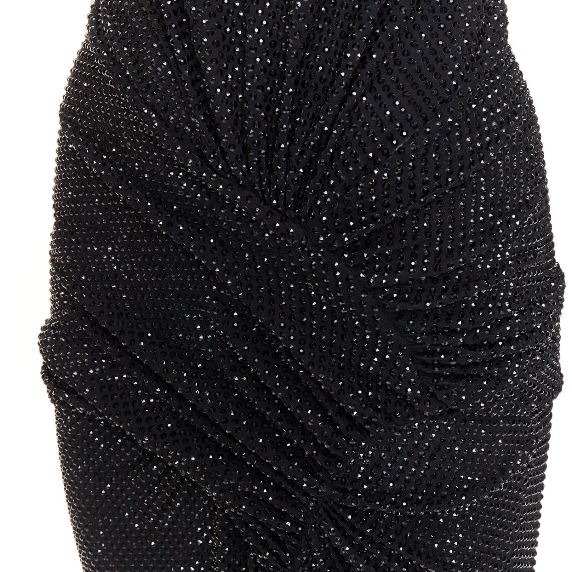 Alexandre Vauthier rare ALEXANDRE VAUTHIER COUTURE SS2020 Runway black strass crystal ruched waist drape sash train gown Size S / US 4 / IT 40 - 2 Thumbnail