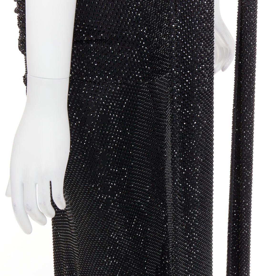 Alexandre Vauthier rare ALEXANDRE VAUTHIER COUTURE SS2020 Runway black strass crystal ruched waist drape sash train gown Size S / US 4 / IT 40 - 8 Thumbnail