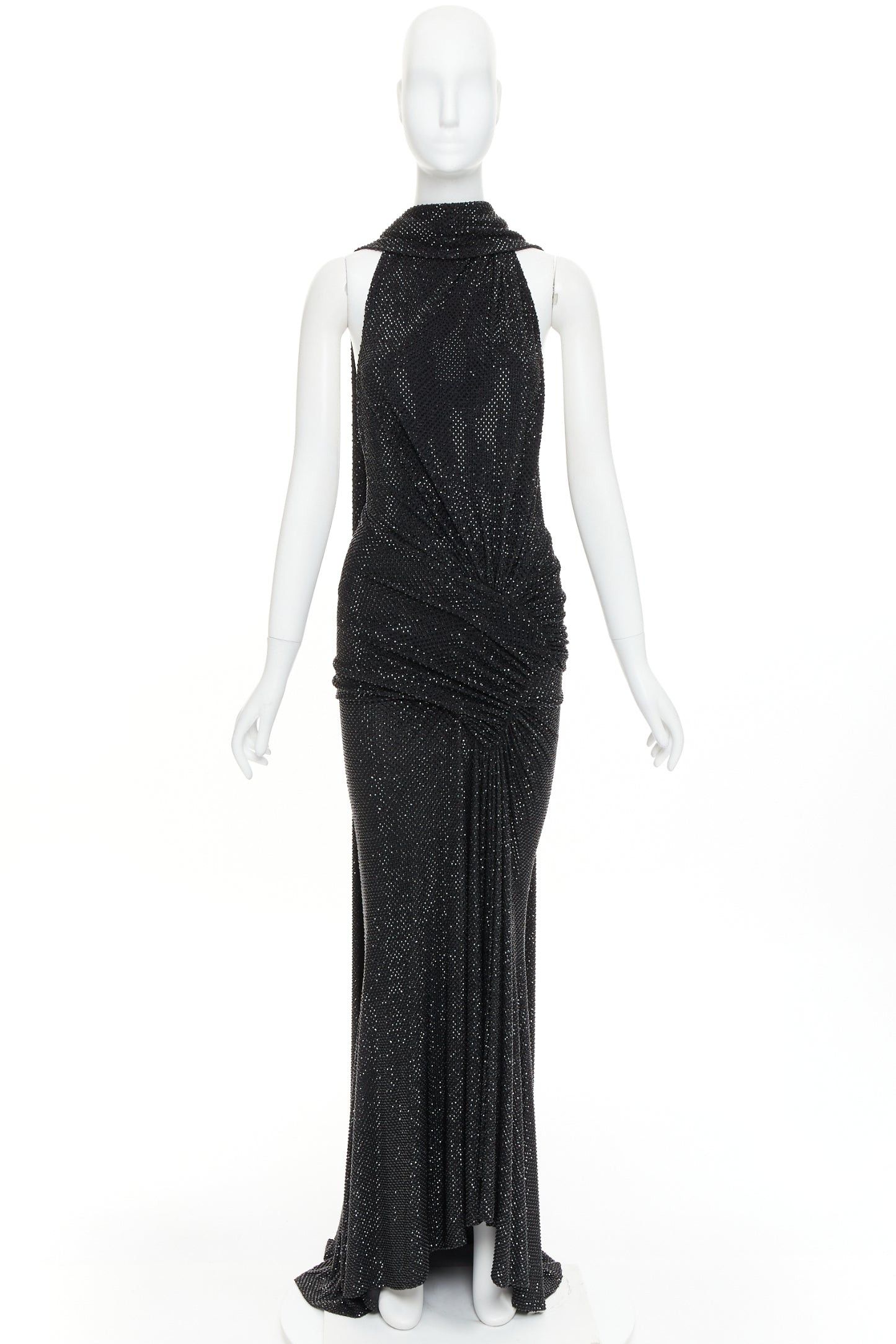 Alexandre Vauthier rare ALEXANDRE VAUTHIER COUTURE SS2020 Runway black strass crystal ruched waist drape sash train gown Size S / US 4 / IT 40 - 12 Thumbnail
