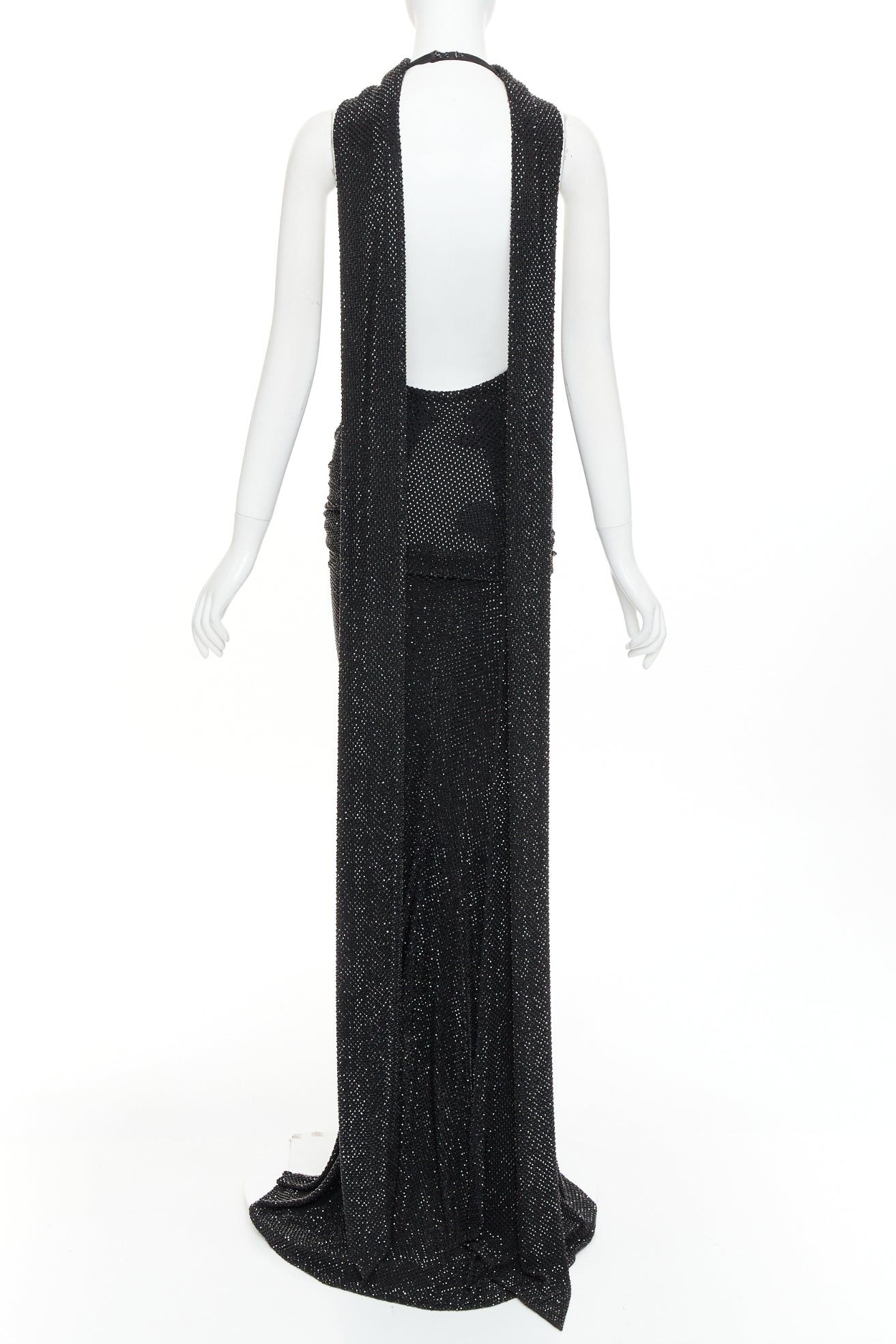 Alexandre Vauthier rare ALEXANDRE VAUTHIER COUTURE SS2020 Runway black strass crystal ruched waist drape sash train gown Size S / US 4 / IT 40 - 5 Thumbnail
