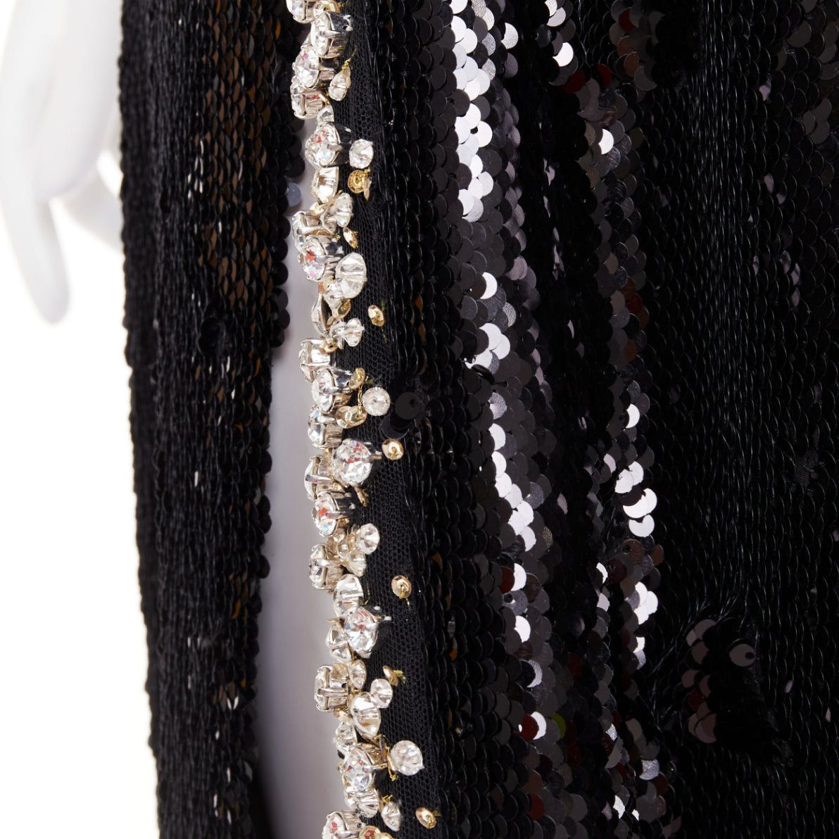 Alexandre Vauthier rare ALEXANDRE VAUTHIER COUTURE 2021 black sequinned silver crystal bordered split maxi skirt Size S / US 4 / IT 40 - 8 Thumbnail