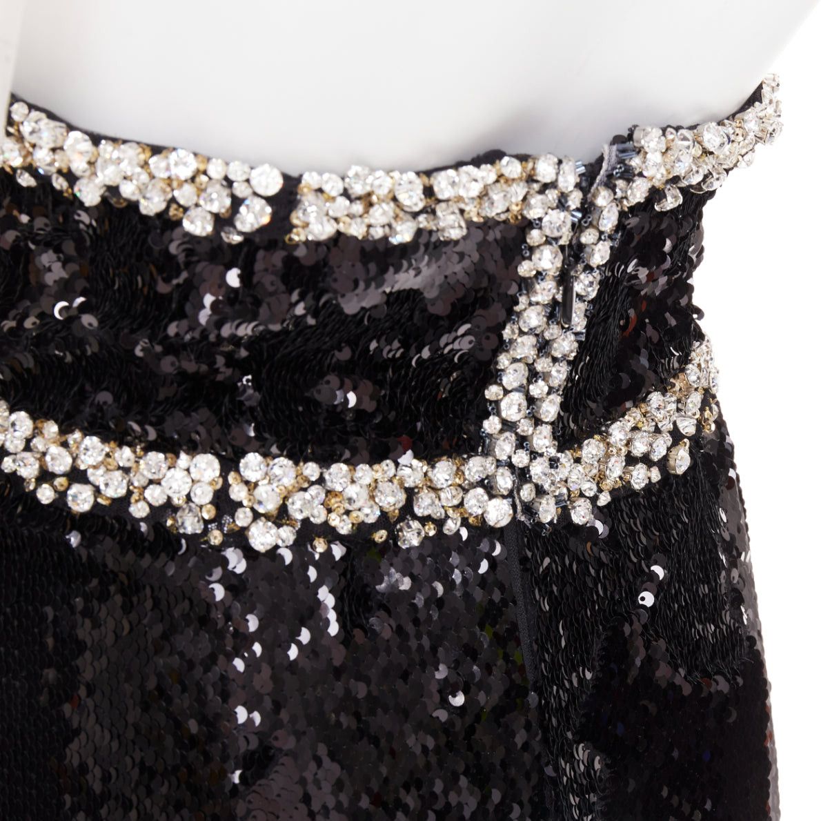Alexandre Vauthier rare ALEXANDRE VAUTHIER COUTURE 2021 black sequinned silver crystal bordered split maxi skirt Size S / US 4 / IT 40 - 7 Thumbnail