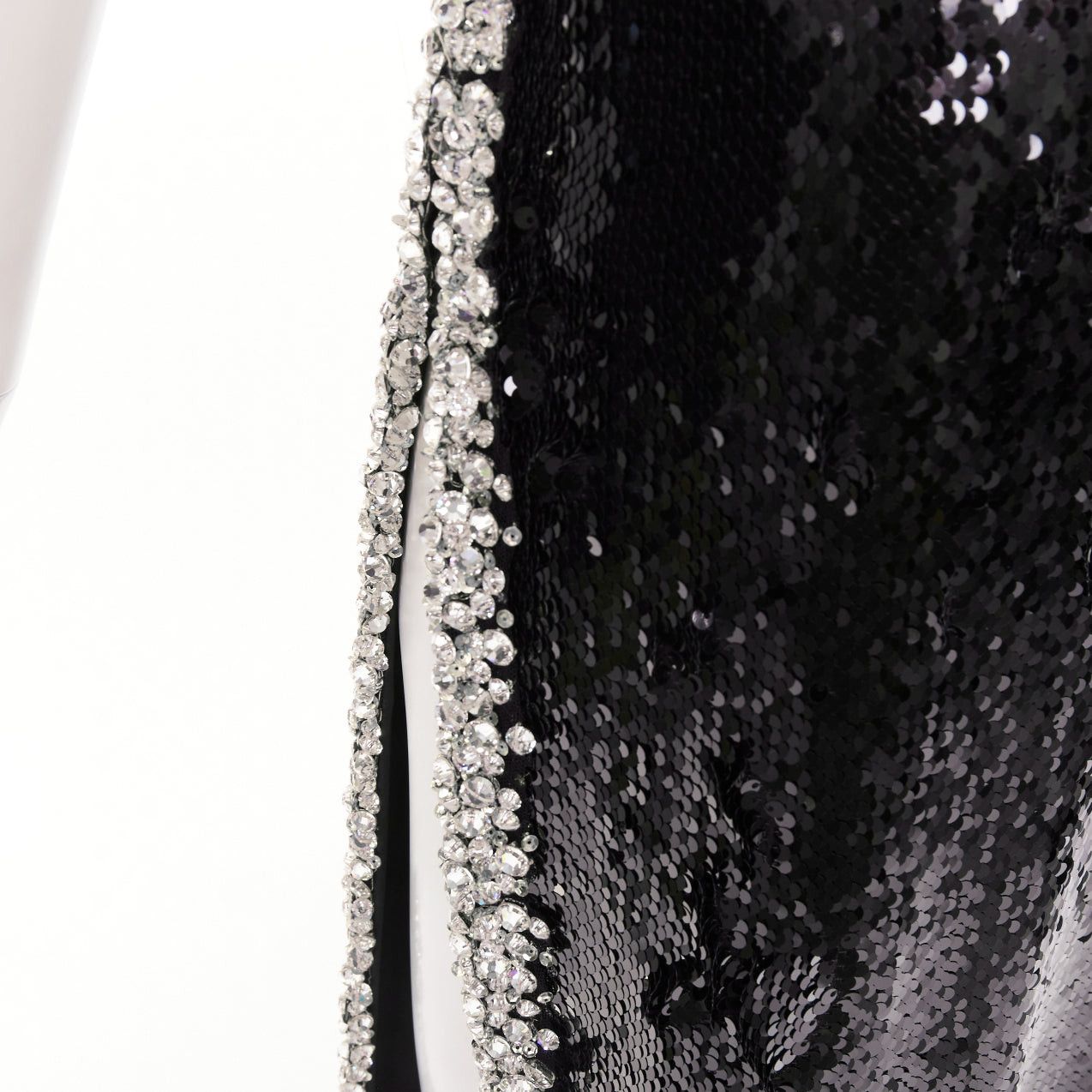 Alexandre Vauthier ALEXANDRE VAUTHIER COUTURE SS2021 black sequin silver crystal bordered one shoulder dress Size S / US 4 / IT 40 - 9 Thumbnail