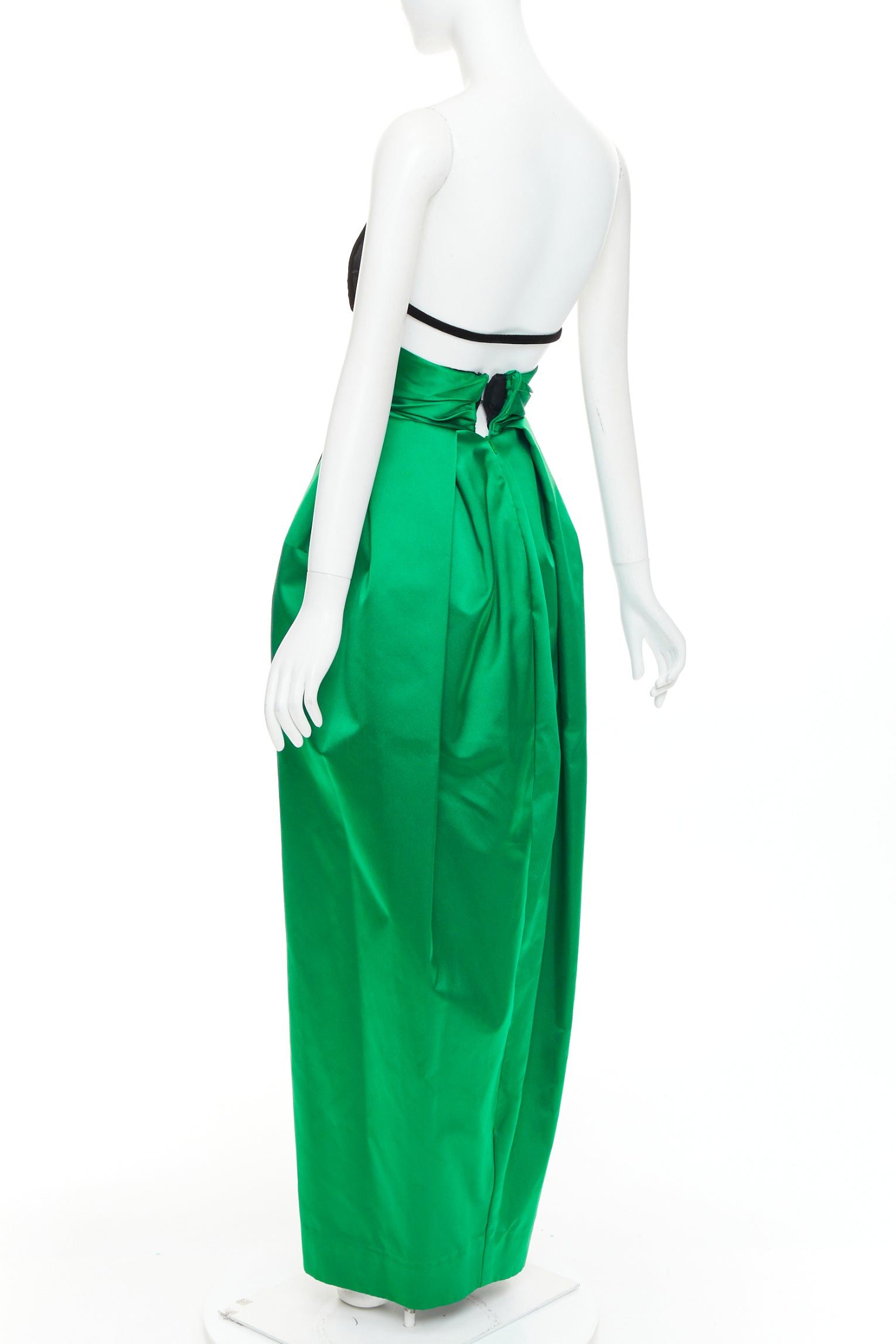 Alexandre Vauthier rare ALEXANDRE VAUTHIER COUTURE AW2020 Runway black velvet green duchess satin gown Beyonce Size S / US 4 / IT 40 - 6 Thumbnail