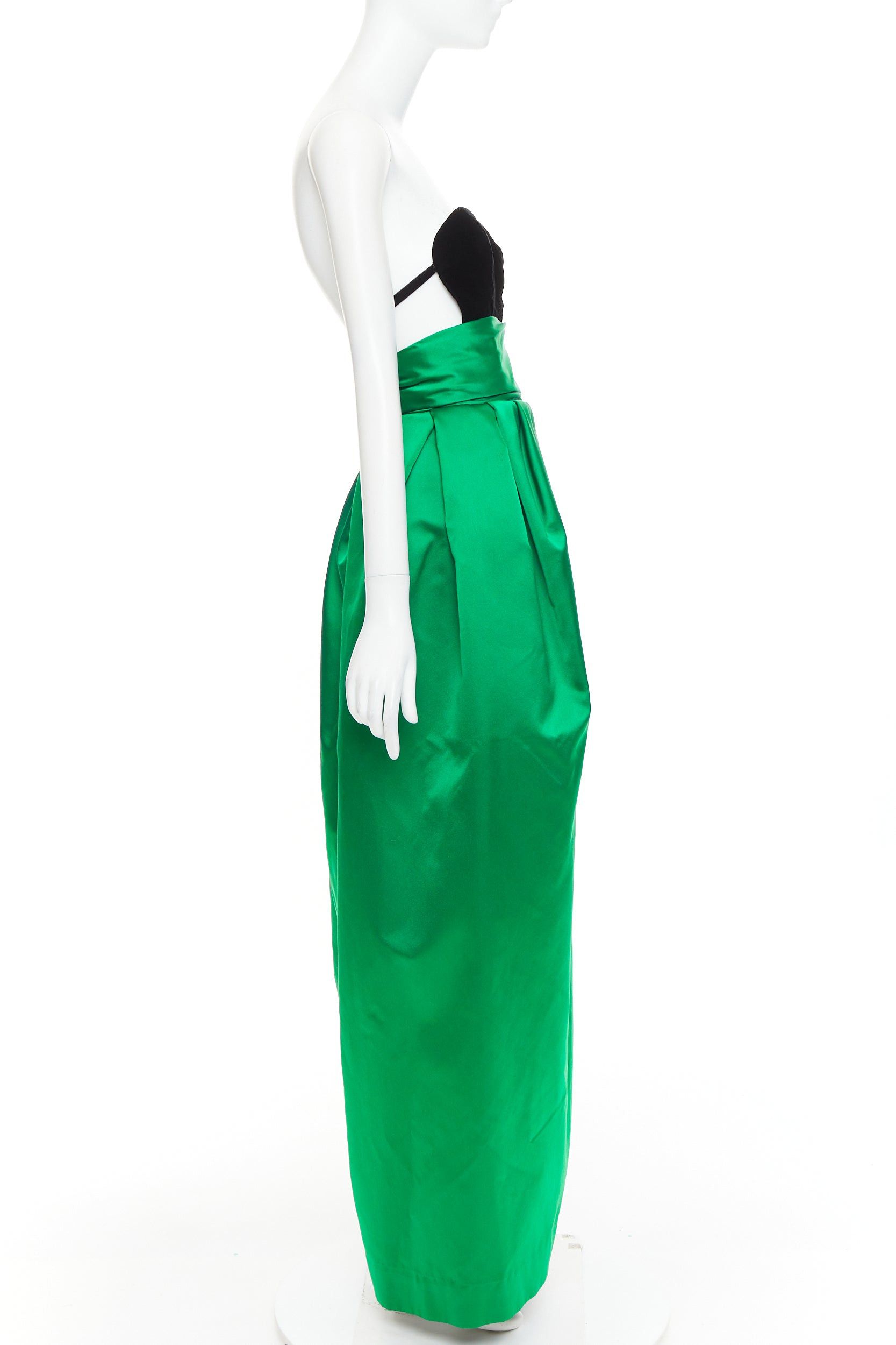 Alexandre Vauthier rare ALEXANDRE VAUTHIER COUTURE AW2020 Runway black velvet green duchess satin gown Beyonce Size S / US 4 / IT 40 - 4 Thumbnail