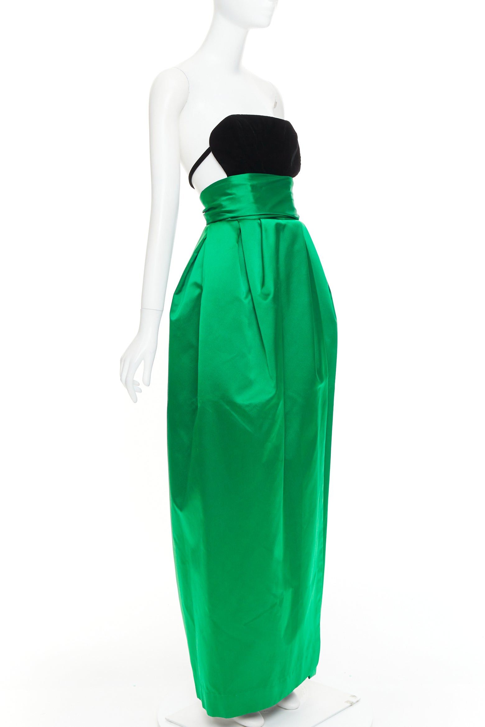 Alexandre Vauthier rare ALEXANDRE VAUTHIER COUTURE AW2020 Runway black velvet green duchess satin gown Beyonce Size S / US 4 / IT 40 - 3 Thumbnail