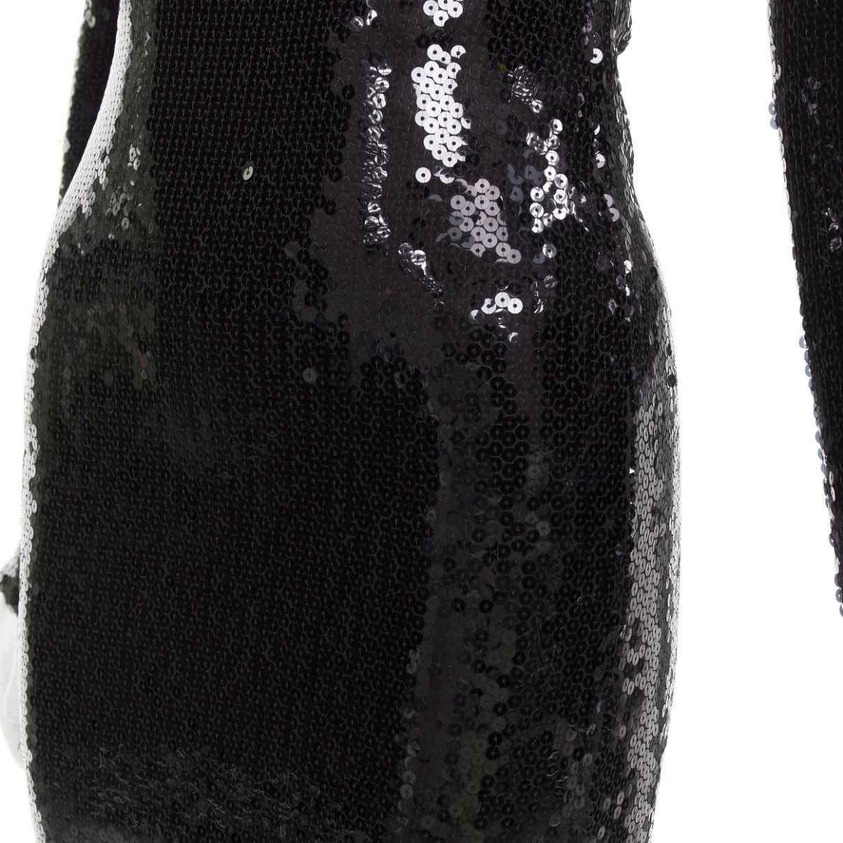 Alexandre Vauthier ALEXANDRE VAUTHIER SS2023 Runway black sequinned off shoulder bodycon stretch midi dress Size S / US 4 / IT 40 - 9 Thumbnail