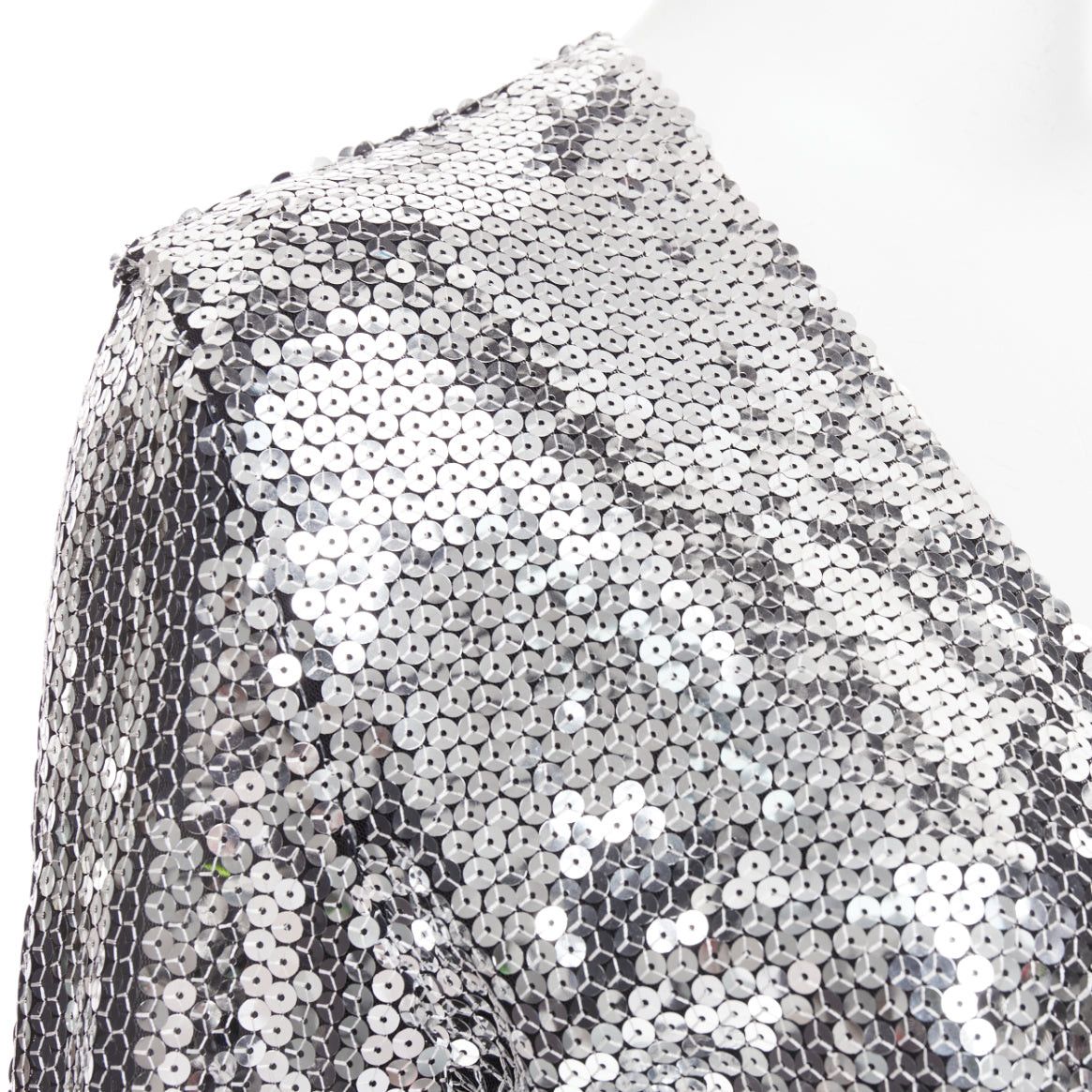Alexandre Vauthier ALEXANDRE VAUTHIER COUTURE SS2015 Runway metallic silver sequin plunge neck gown dress Size S / US 4 / IT 40 - 9 Thumbnail