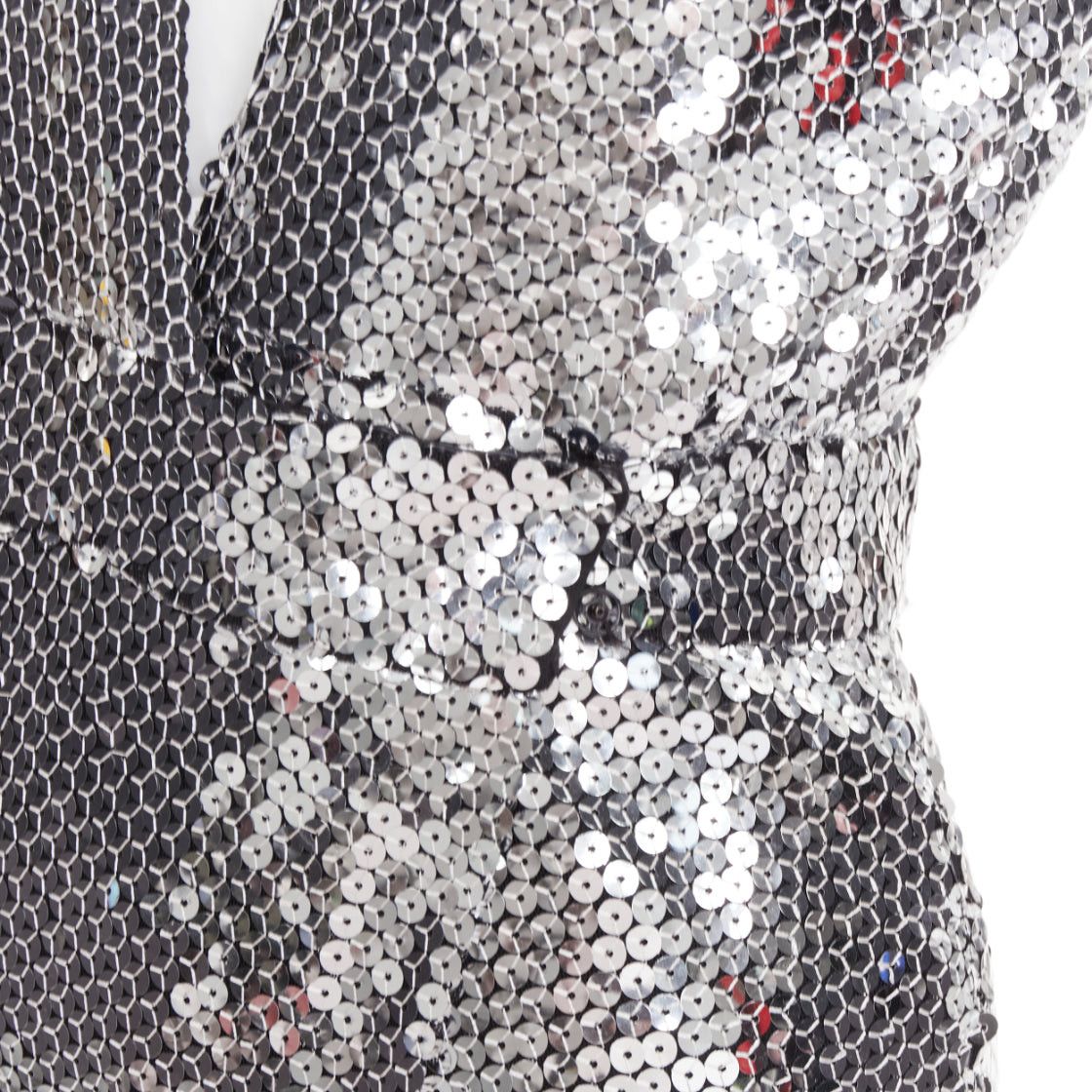 Alexandre Vauthier ALEXANDRE VAUTHIER COUTURE SS2015 Runway metallic silver sequin plunge neck gown dress Size S / US 4 / IT 40 - 2 Thumbnail