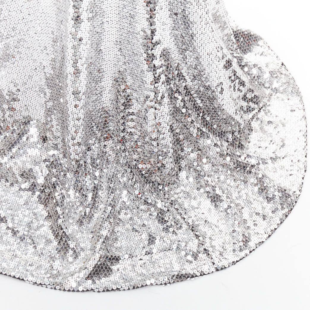 Alexandre Vauthier ALEXANDRE VAUTHIER COUTURE SS2015 Runway metallic silver sequin plunge neck gown dress Size S / US 4 / IT 40 - 8 Thumbnail
