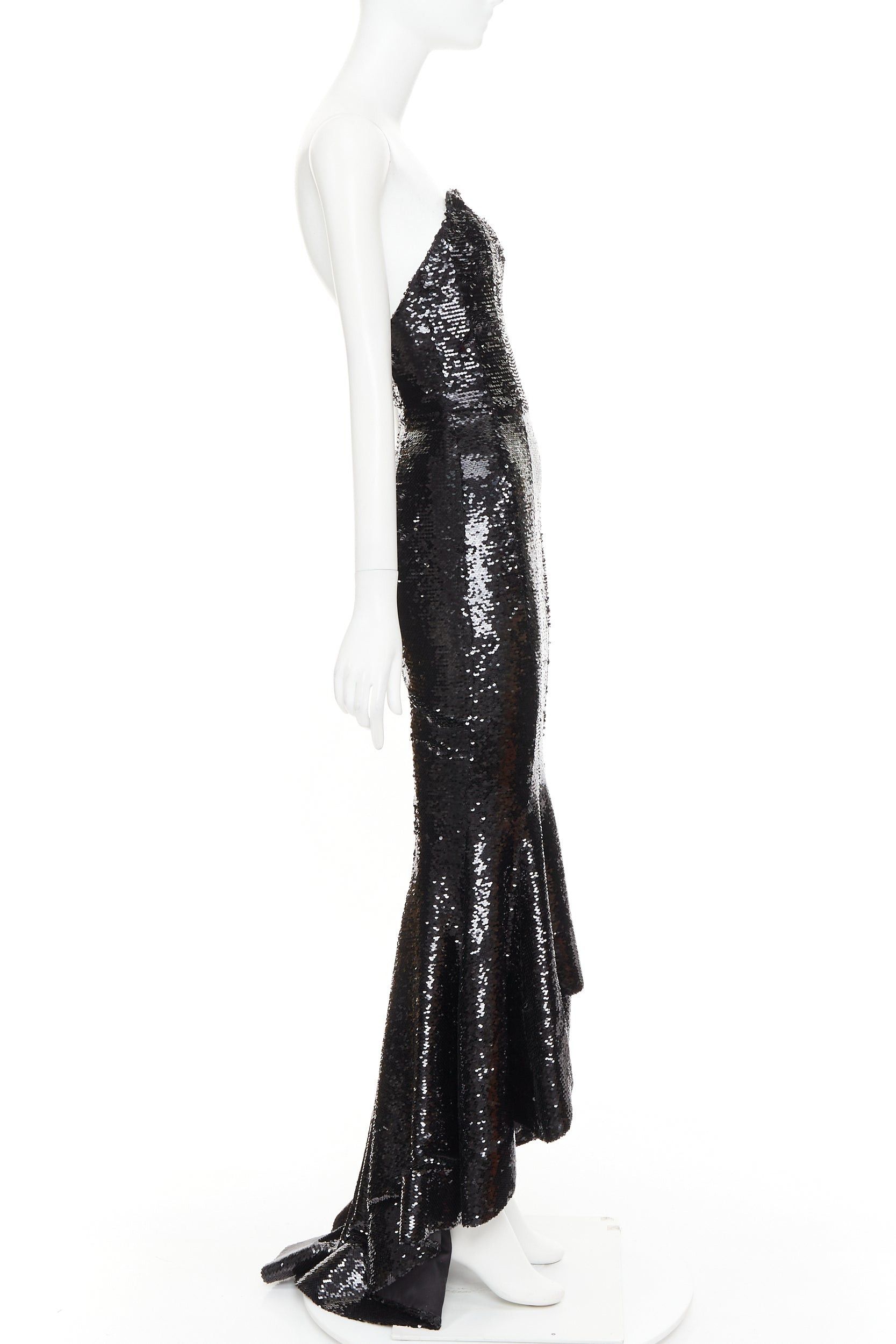Alexandre Vauthier ALEXANDRE VAUTHIER COUTURE AW2019 Runway black sequin strapless corseted mermaid gown Size S / US 4 / IT 40 - 4 Thumbnail