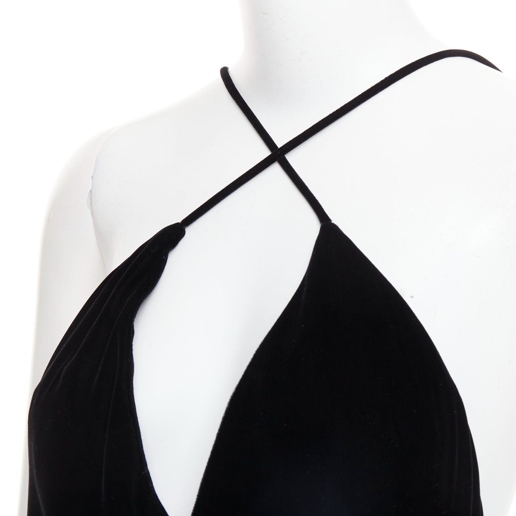 Alexandre Vauthier ALEXANDRE VAUTHIER COUTURE AW2022 Runway black velvet cobalt blue lined symmetric slip dress Size S / US 4 / IT 40 - 8 Thumbnail