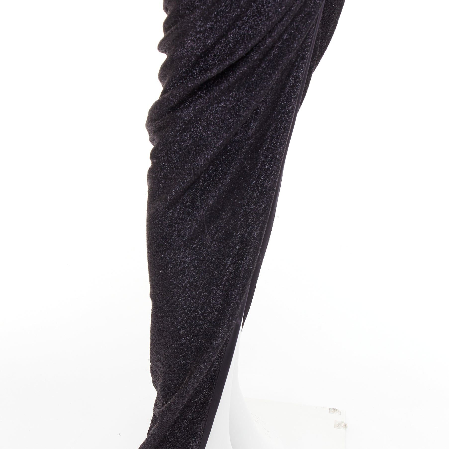 Alexandre Vauthier ALEXANDRE VAUTHIER black metallic lurex Power shoulder padded wrap draped slit gown dress Size S / US 4 / IT 40 - 10 Thumbnail