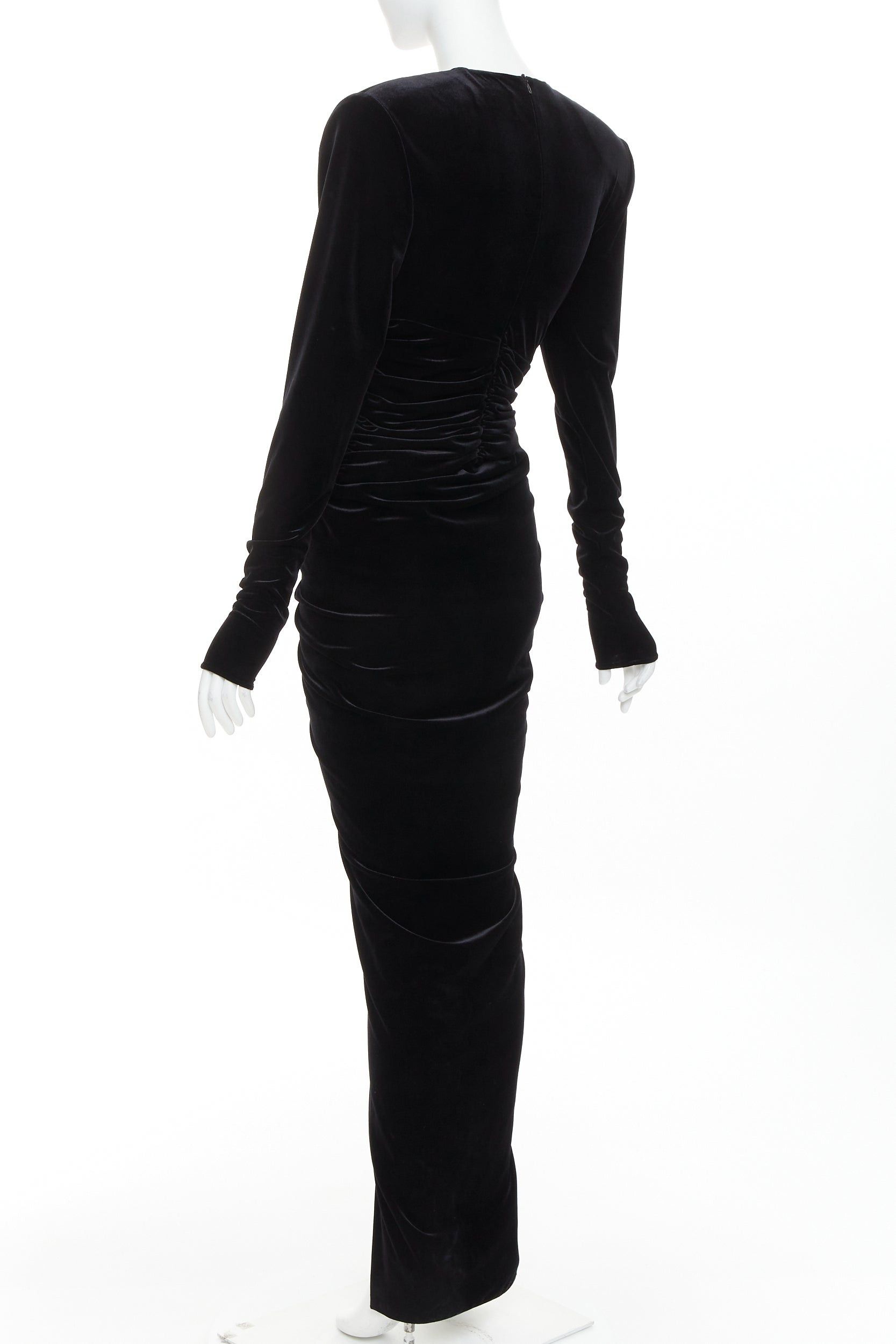 Alexandre Vauthier ALEXANDRE VAUTHIER black velvet Power shoulder padded wrap draped slit gown dress Size S / US 4 / IT 40 - 6 Thumbnail