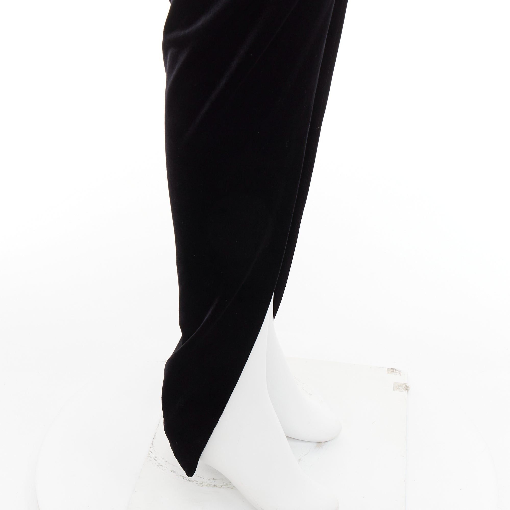 Alexandre Vauthier ALEXANDRE VAUTHIER black velvet Power shoulder padded wrap draped slit gown dress Size S / US 4 / IT 40 - 9 Thumbnail