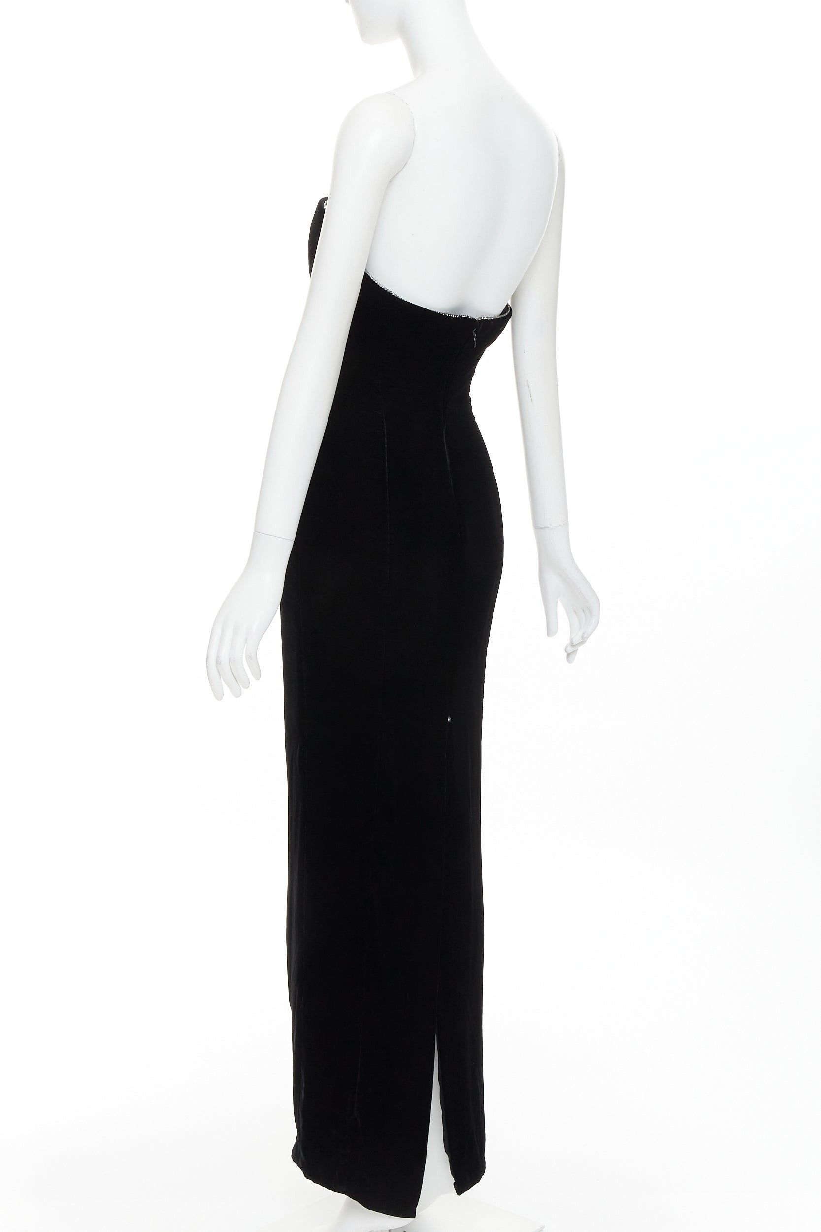 Alexandre Vauthier ALEXANDRE VAUTHIER black velvet crystal embellished bustline sweetheart strapless gown Size S / US 4 / IT 40 - 6 Thumbnail