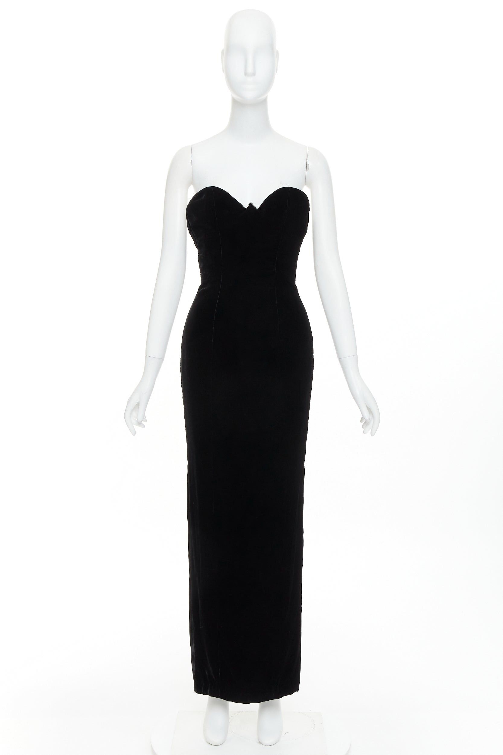 Alexandre Vauthier ALEXANDRE VAUTHIER black velvet crystal embellished bustline sweetheart strapless gown Size S / US 4 / IT 40 - 10 Thumbnail
