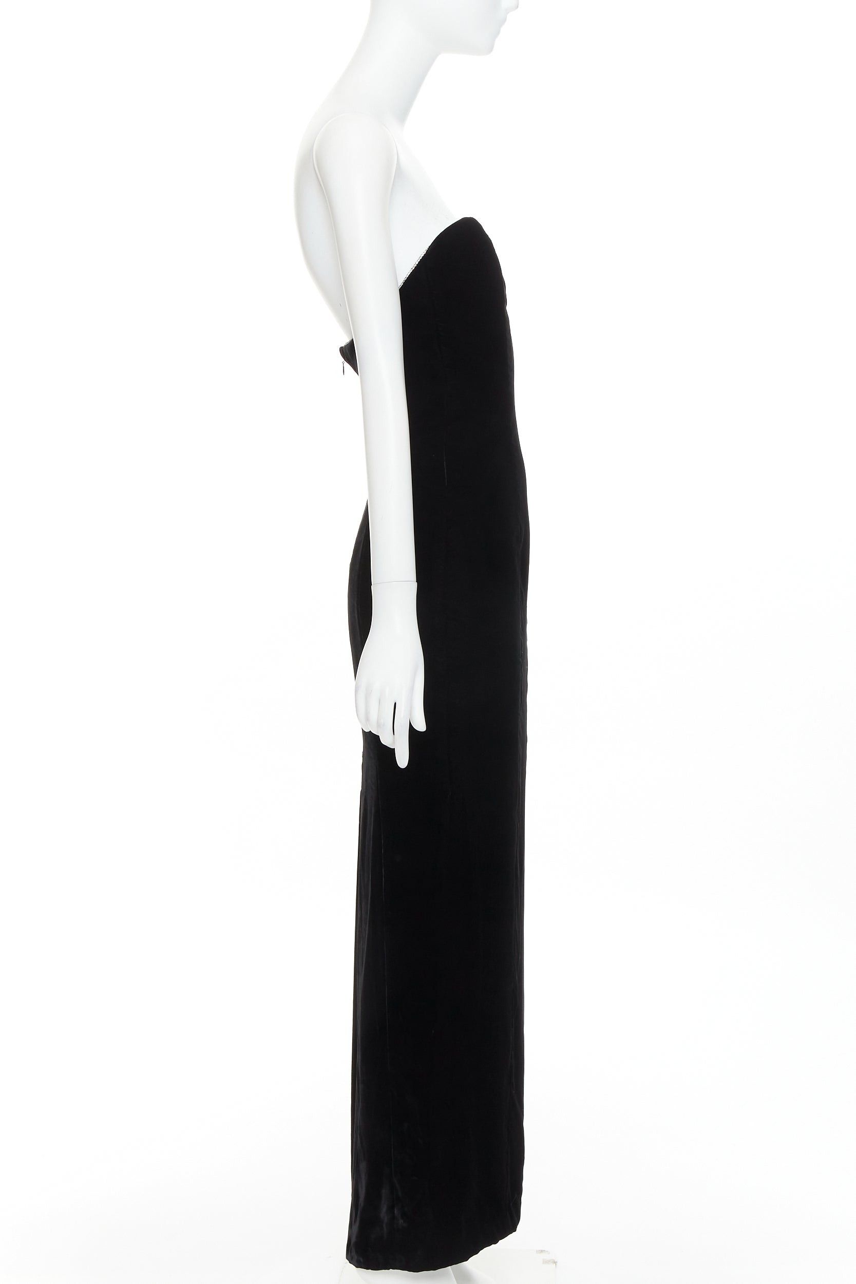 Alexandre Vauthier ALEXANDRE VAUTHIER black velvet crystal embellished bustline sweetheart strapless gown Size S / US 4 / IT 40 - 4 Thumbnail