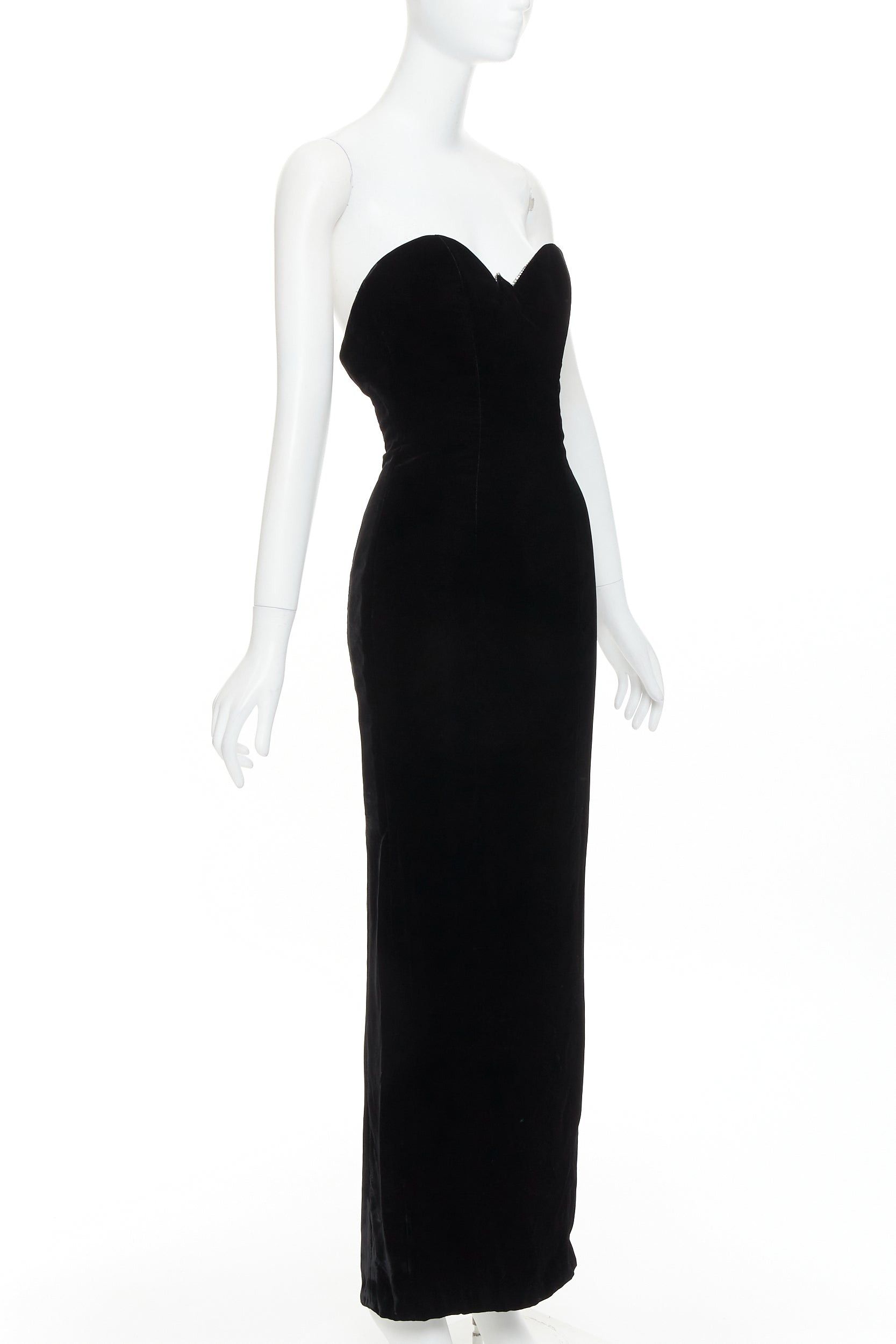 Alexandre Vauthier ALEXANDRE VAUTHIER black velvet crystal embellished bustline sweetheart strapless gown Size S / US 4 / IT 40 - 3 Thumbnail