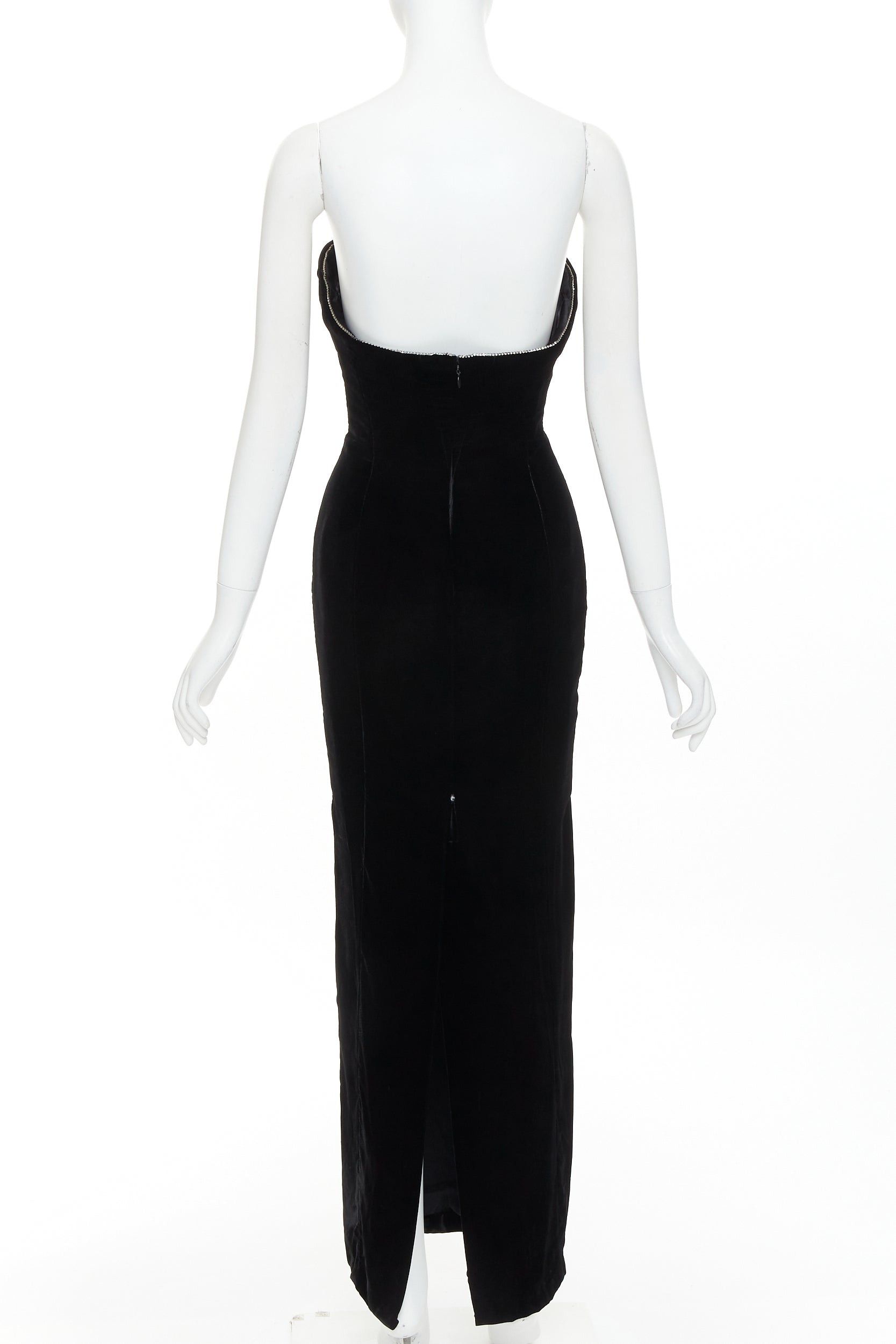 Alexandre Vauthier ALEXANDRE VAUTHIER black velvet crystal embellished bustline sweetheart strapless gown Size S / US 4 / IT 40 - 5 Thumbnail