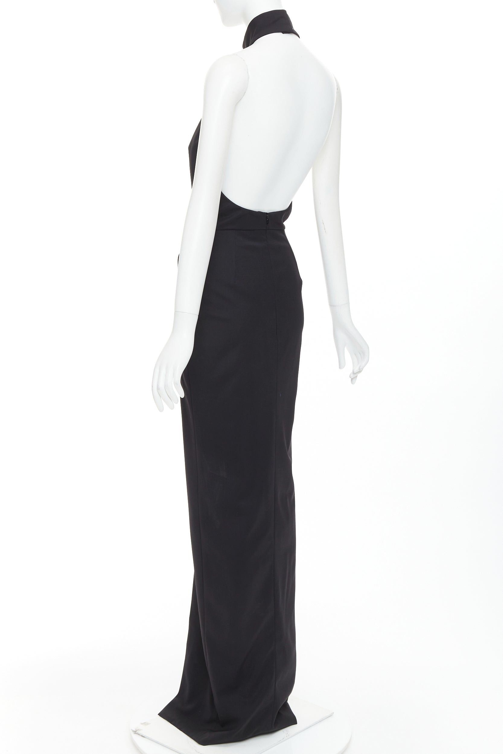 Alexandre Vauthier ALEXANDRE VAUTHIER COUTURE AW2018 Runway black wool high collar open back slit front gown Size S / US 4 / IT 40 - 6 Thumbnail