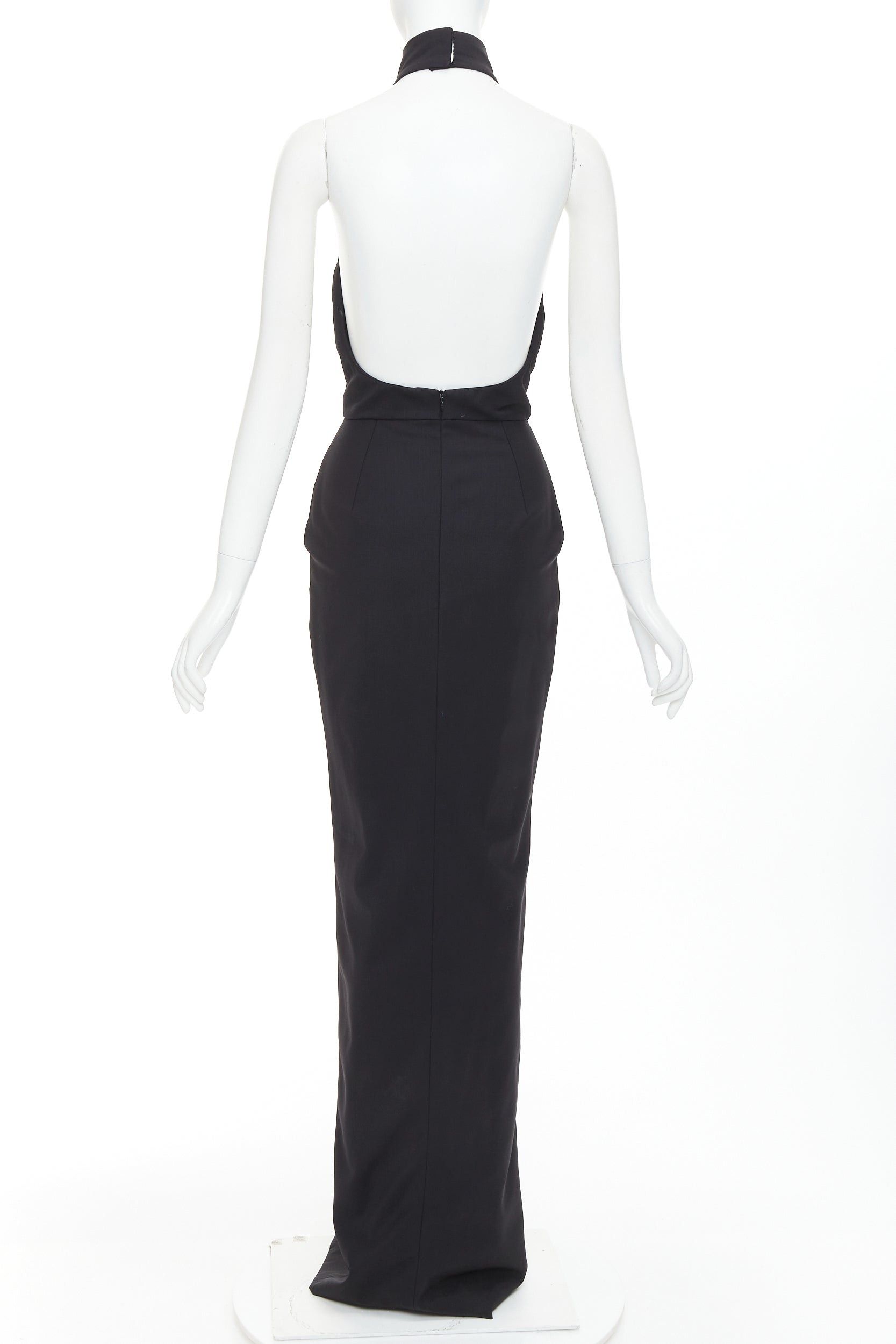 Alexandre Vauthier ALEXANDRE VAUTHIER COUTURE AW2018 Runway black wool high collar open back slit front gown Size S / US 4 / IT 40 - 5 Thumbnail
