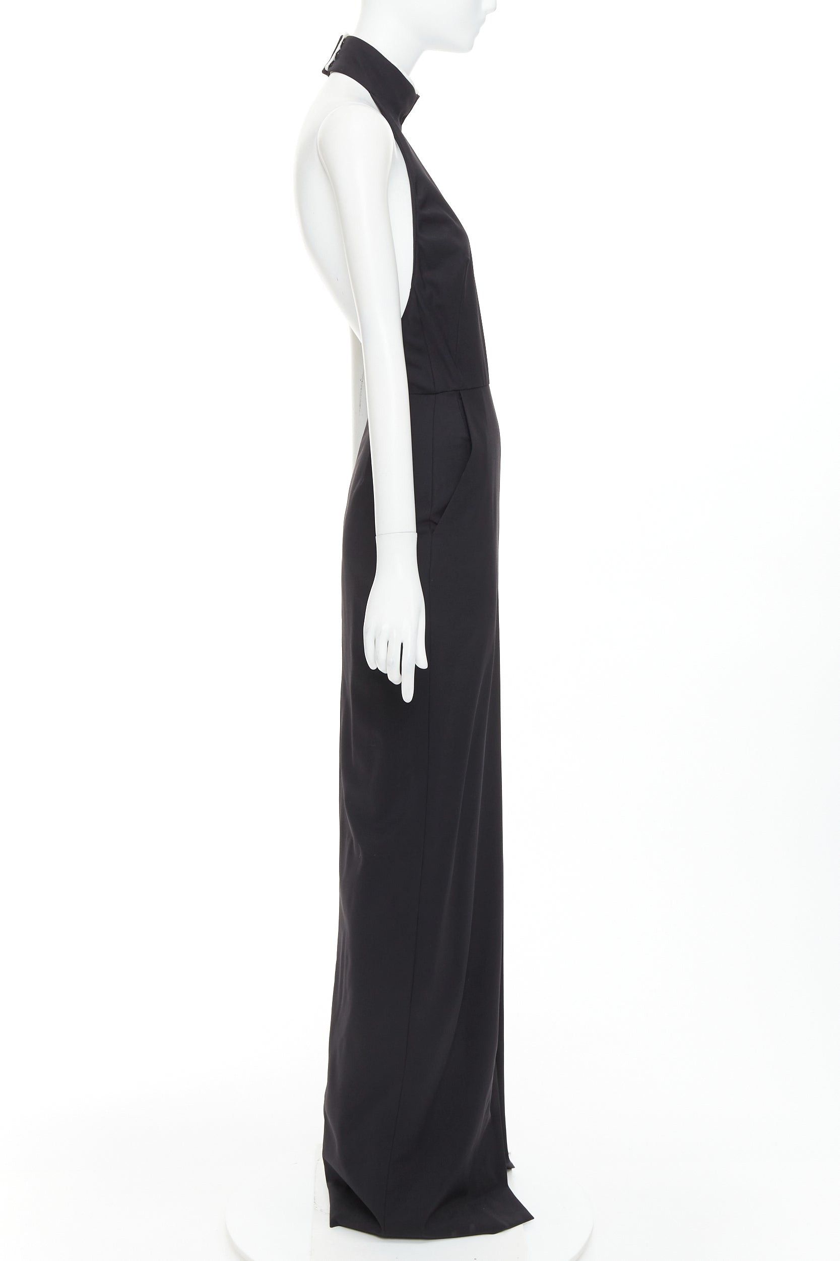 Alexandre Vauthier ALEXANDRE VAUTHIER COUTURE AW2018 Runway black wool high collar open back slit front gown Size S / US 4 / IT 40 - 4 Thumbnail
