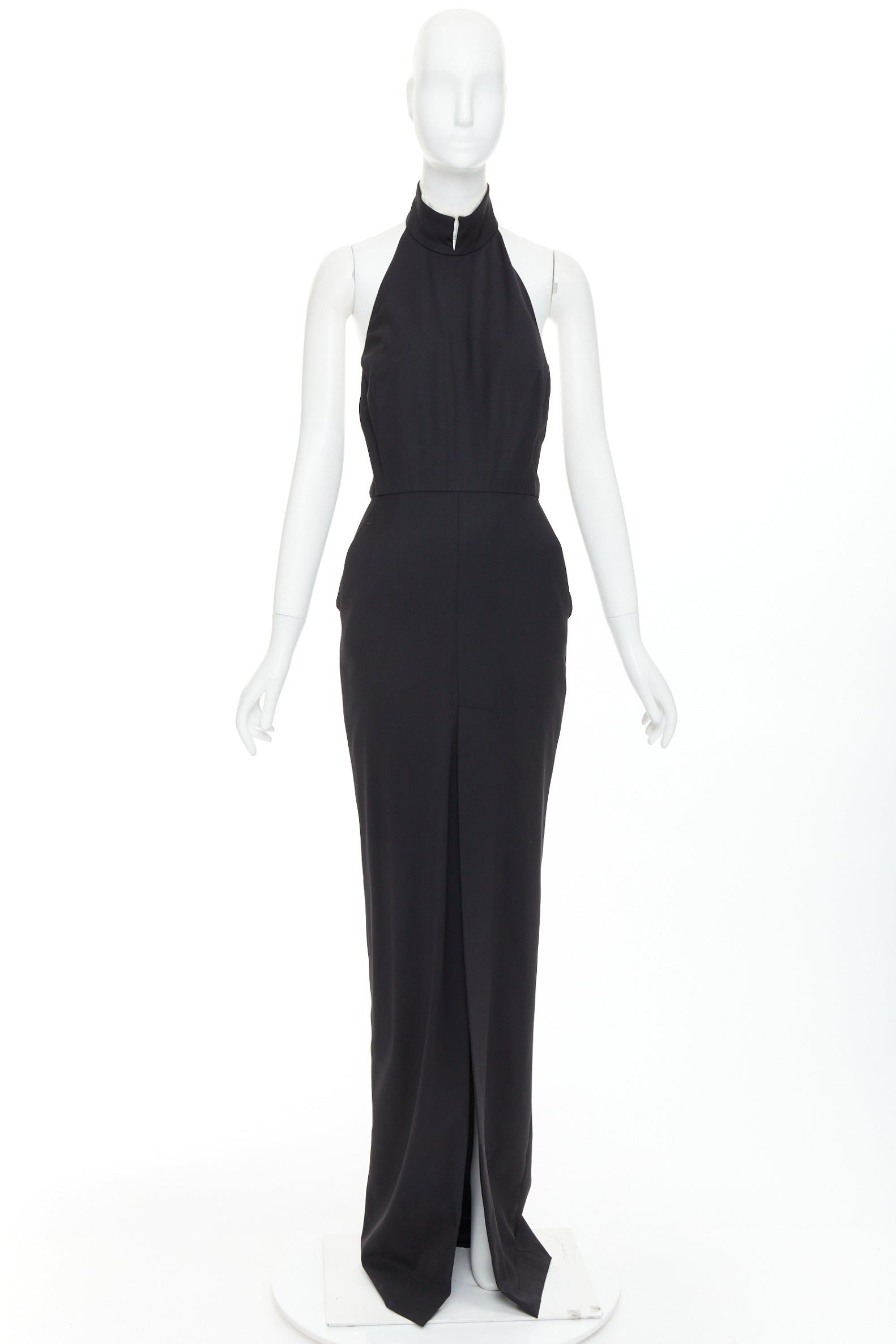 Alexandre Vauthier ALEXANDRE VAUTHIER COUTURE AW2018 Runway black wool high collar open back slit front gown Size S / US 4 / IT 40 - 12 Thumbnail