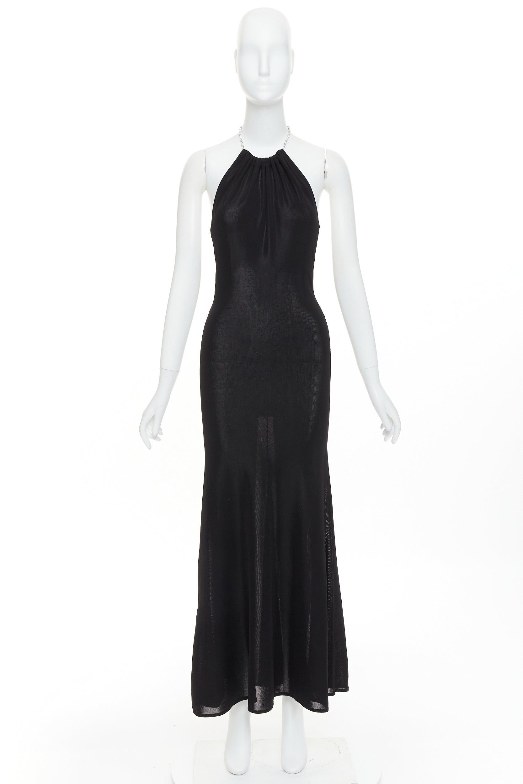 Alexandre Vauthier ALEXANDRE VAUTHIER black fine knit crystal encrusted rope halter tie open back dress Size S / US 4 / IT 40 - 12 Thumbnail