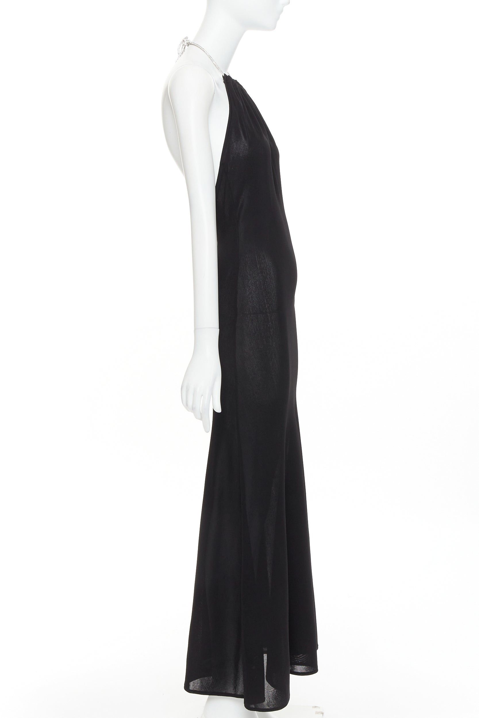 Alexandre Vauthier ALEXANDRE VAUTHIER black fine knit crystal encrusted rope halter tie open back dress Size S / US 4 / IT 40 - 4 Thumbnail