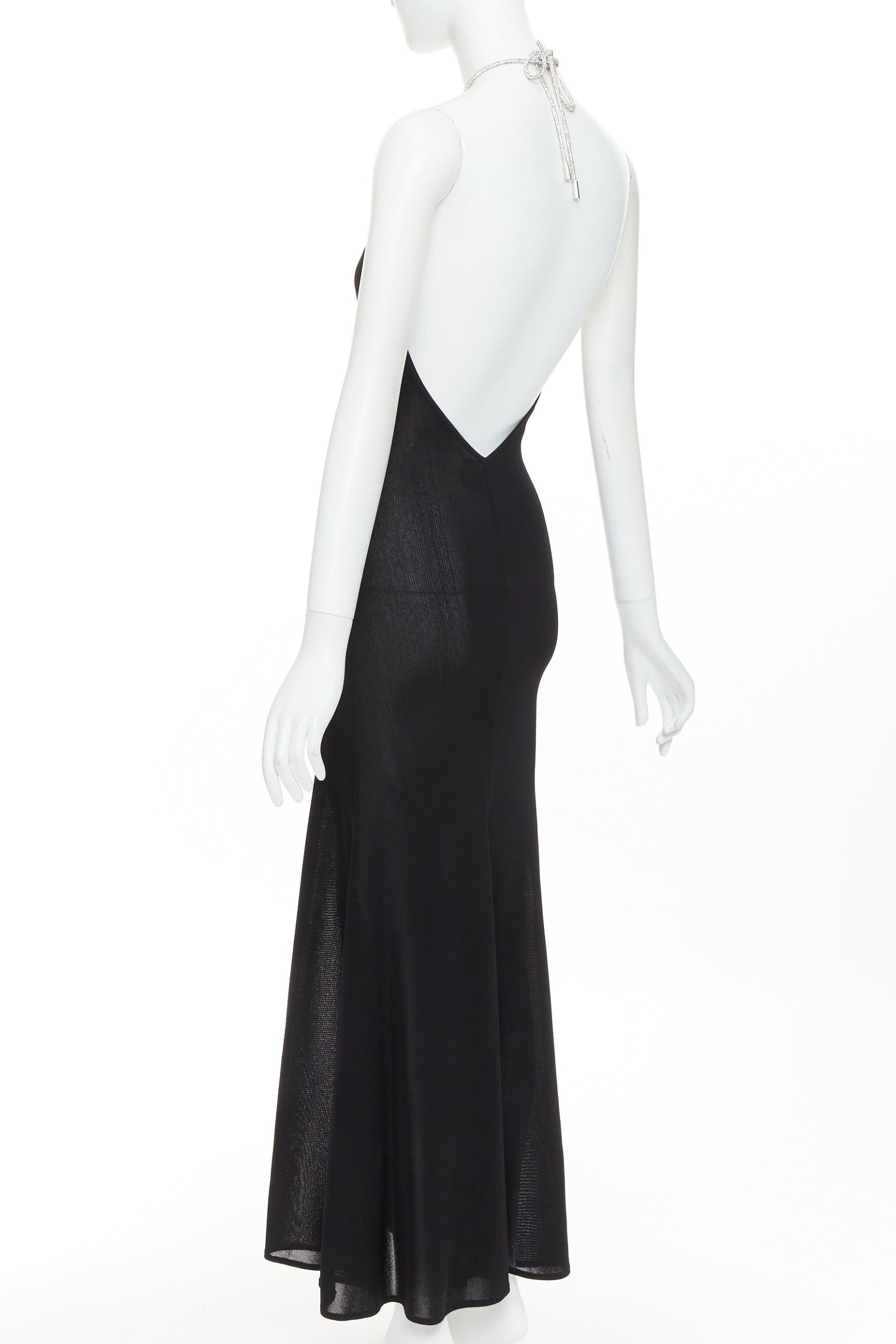 Alexandre Vauthier ALEXANDRE VAUTHIER black fine knit crystal encrusted rope halter tie open back dress Size S / US 4 / IT 40 - 6 Thumbnail
