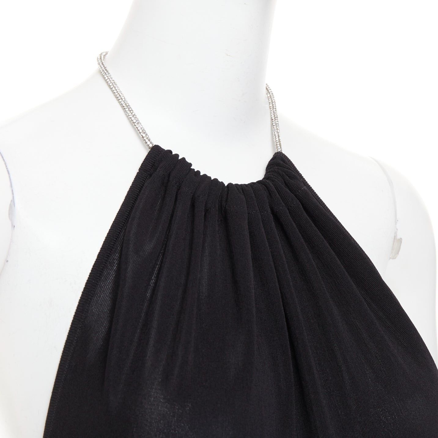 Alexandre Vauthier ALEXANDRE VAUTHIER black fine knit crystal encrusted rope halter tie open back dress Size S / US 4 / IT 40 - 8 Thumbnail
