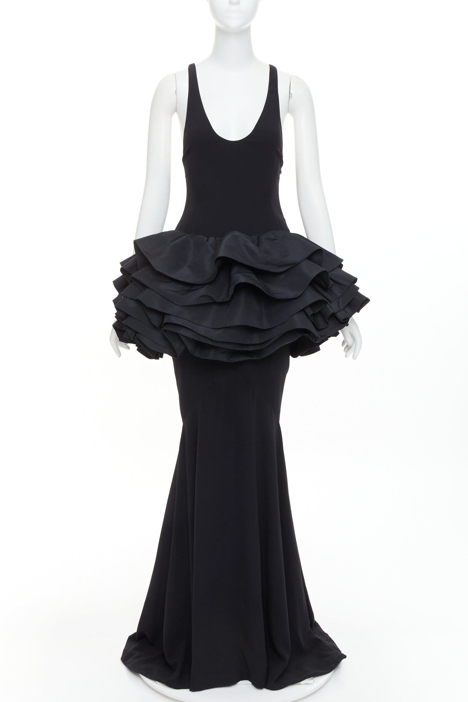 Alexandre Vauthier rare ALEXANDRE VAUTHIER COUTURE black scoop neck ruffle peplum evening gown dress Size S / US 4 / IT 40 - 3 Thumbnail