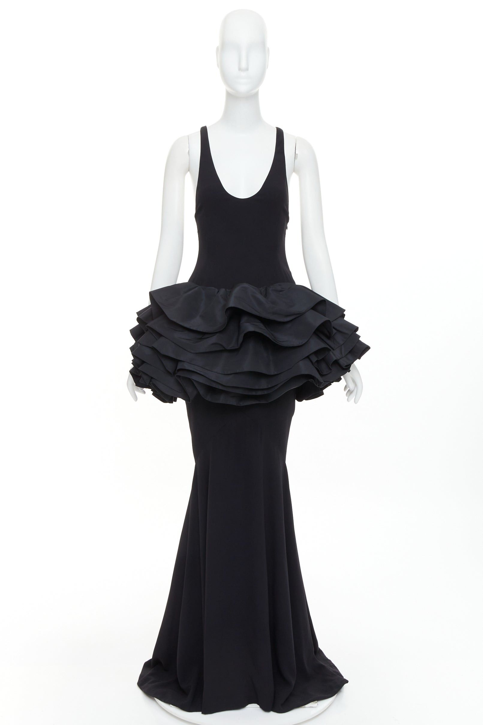 Alexandre Vauthier rare ALEXANDRE VAUTHIER COUTURE black scoop neck ruffle peplum evening gown dress Size S / US 4 / IT 40 - 12 Thumbnail