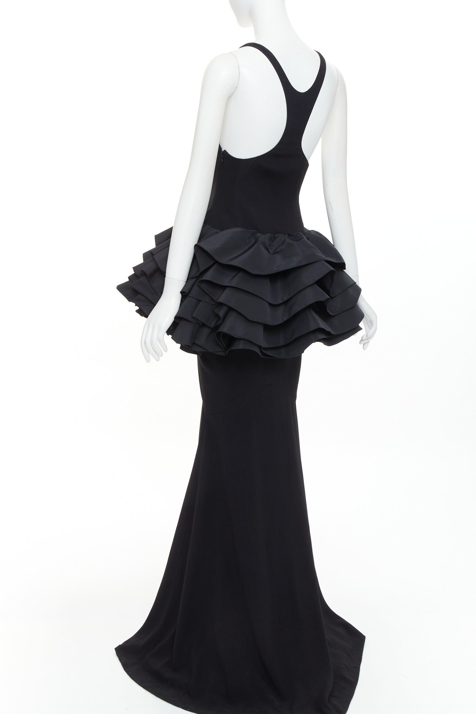 Alexandre Vauthier rare ALEXANDRE VAUTHIER COUTURE black scoop neck ruffle peplum evening gown dress Size S / US 4 / IT 40 - 6 Thumbnail