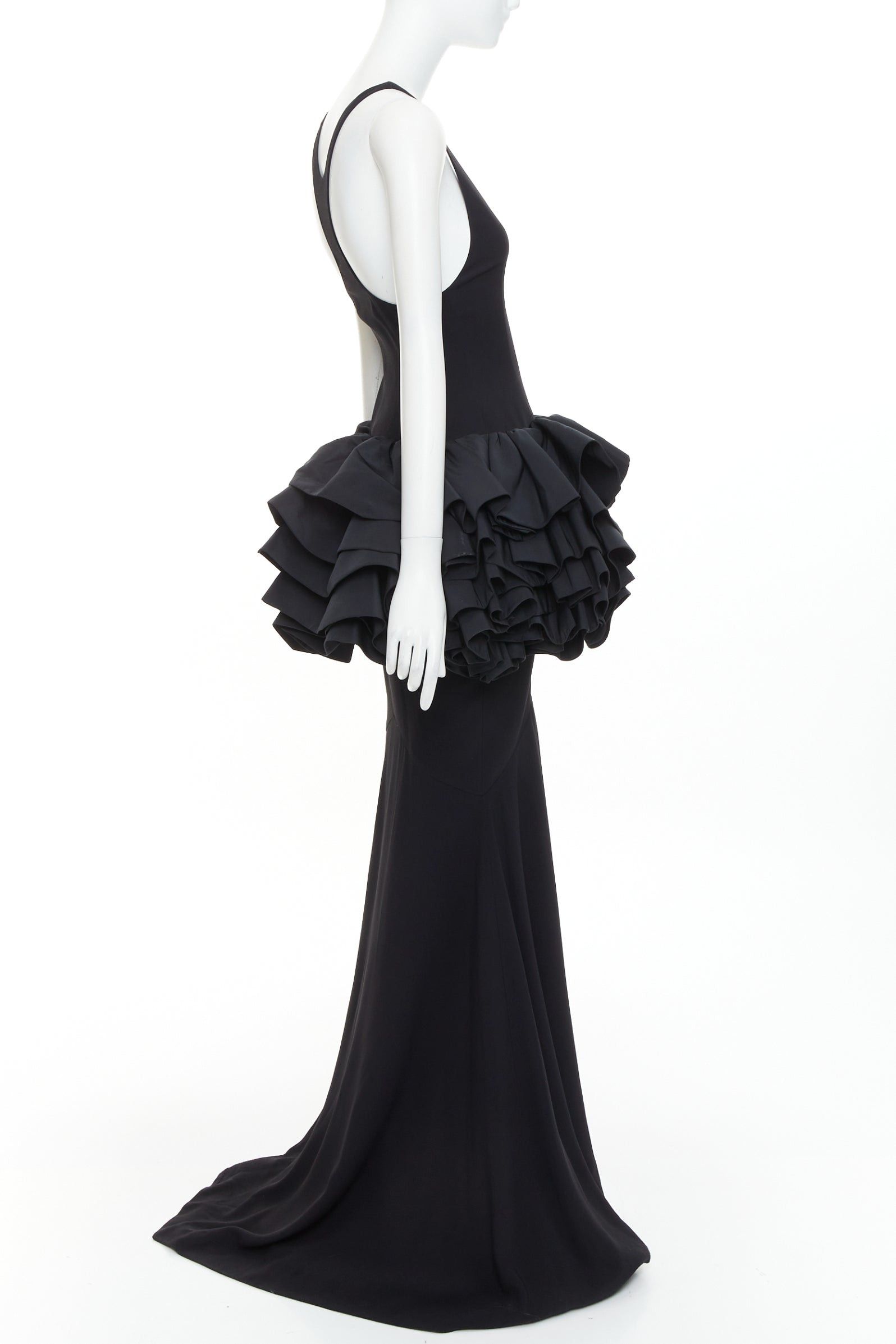Alexandre Vauthier rare ALEXANDRE VAUTHIER COUTURE black scoop neck ruffle peplum evening gown dress Size S / US 4 / IT 40 - 4 Thumbnail