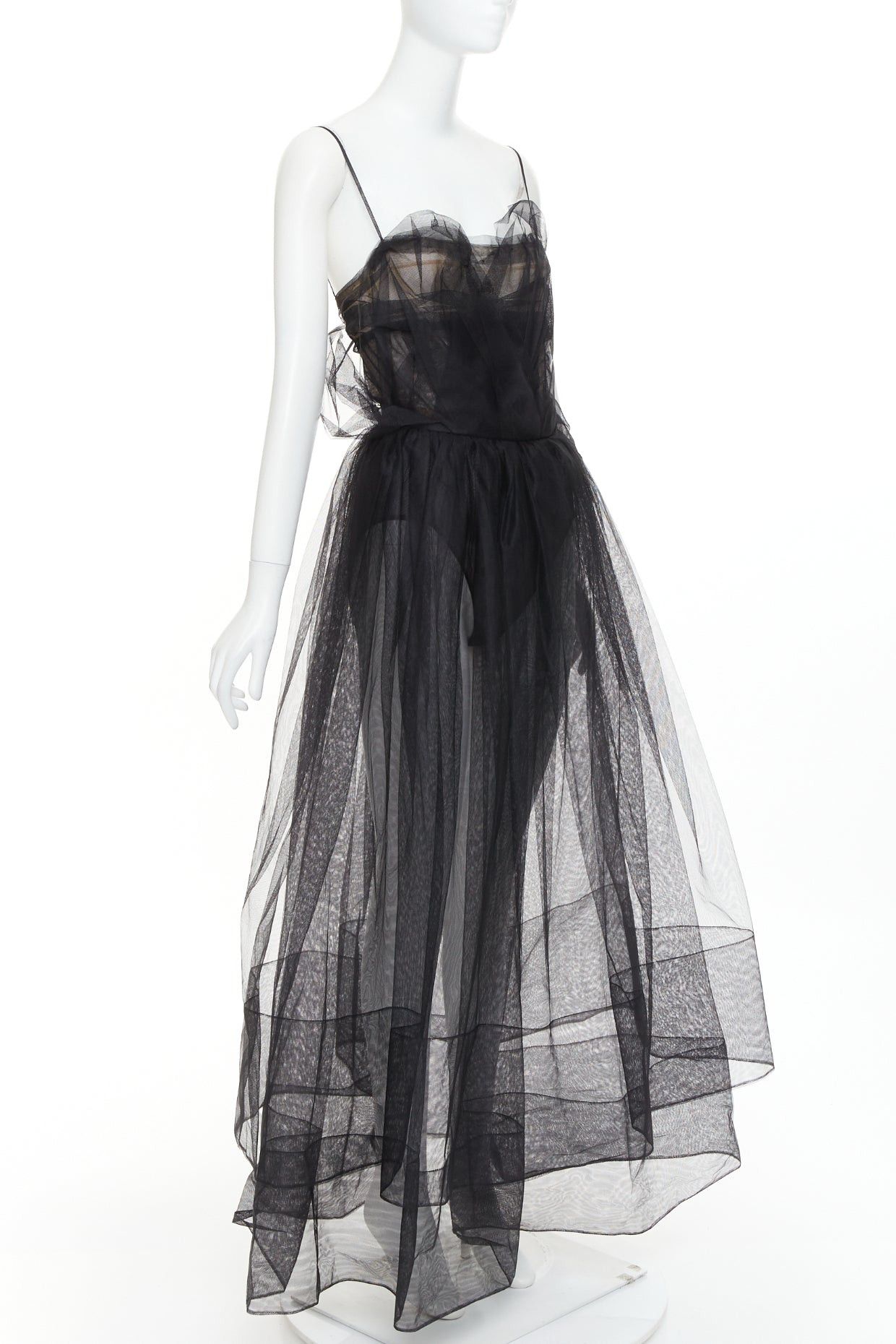 Alexandre Vauthier rare ALEXANDRE VAUTHIER COUTURE AW2017 Runway black sheer tulle flared dress Size S / US 4 / IT 40 - 3 Thumbnail