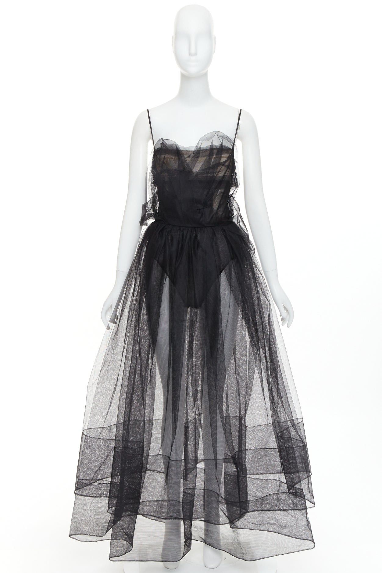 Alexandre Vauthier rare ALEXANDRE VAUTHIER COUTURE AW2017 Runway black sheer tulle flared dress Size S / US 4 / IT 40 - 13 Thumbnail