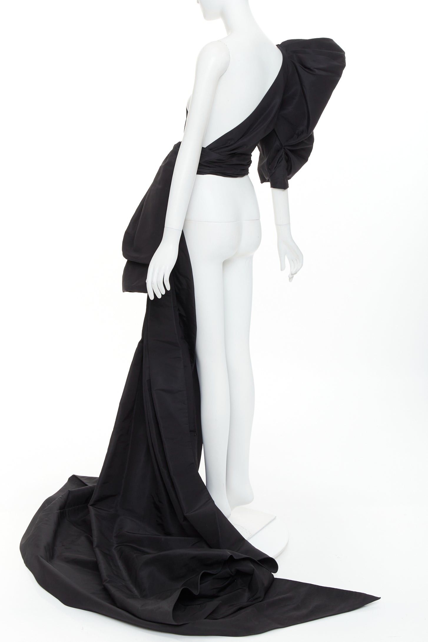Alexandre Vauthier rare ALEXANDRE VAUTHIER COUTURE SS2017 Runway black tafetta one shoulder bustle train top Size S / US 4 / IT 40 - 6 Thumbnail