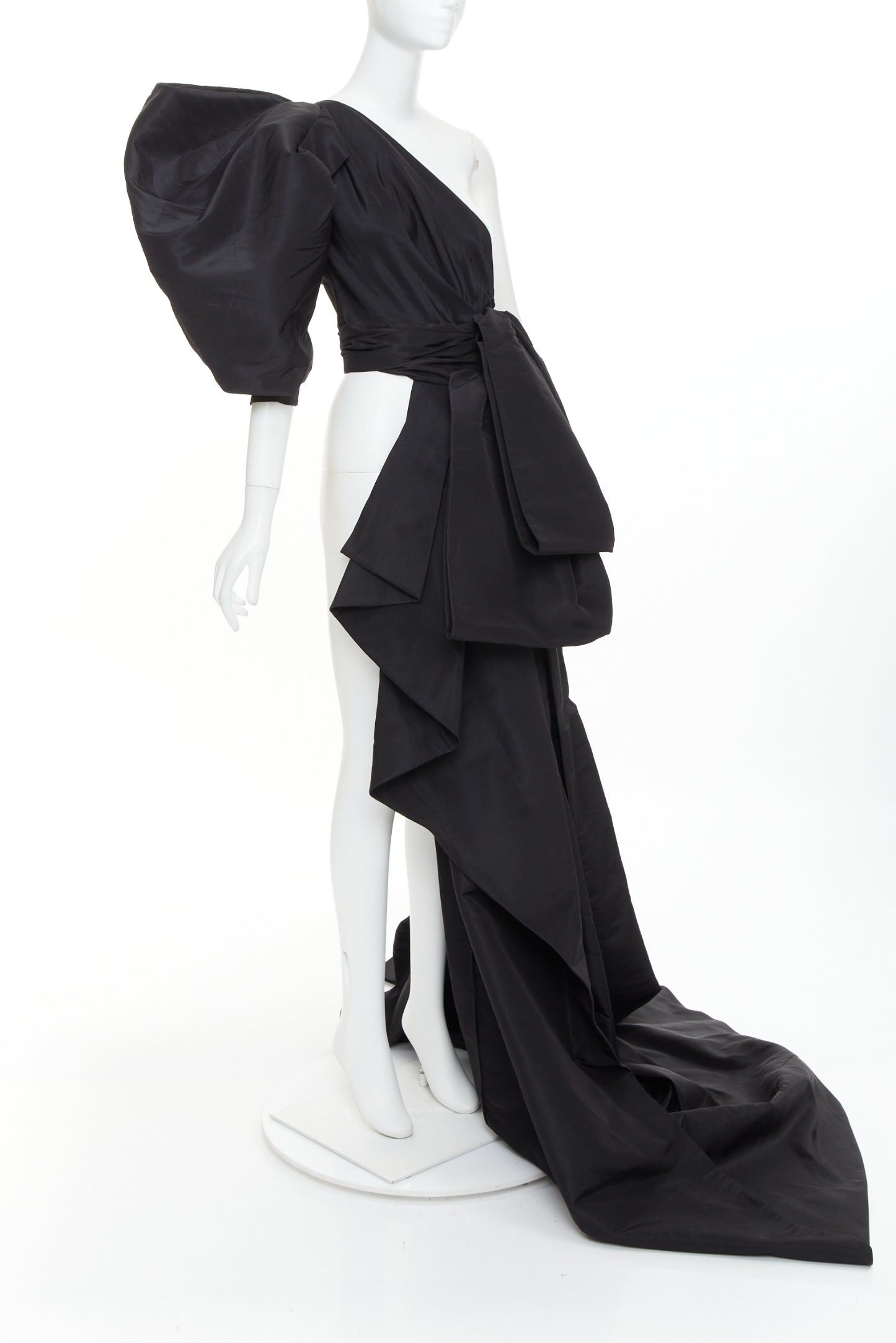 Alexandre Vauthier rare ALEXANDRE VAUTHIER COUTURE SS2017 Runway black tafetta one shoulder bustle train top Size S / US 4 / IT 40 - 3 Thumbnail