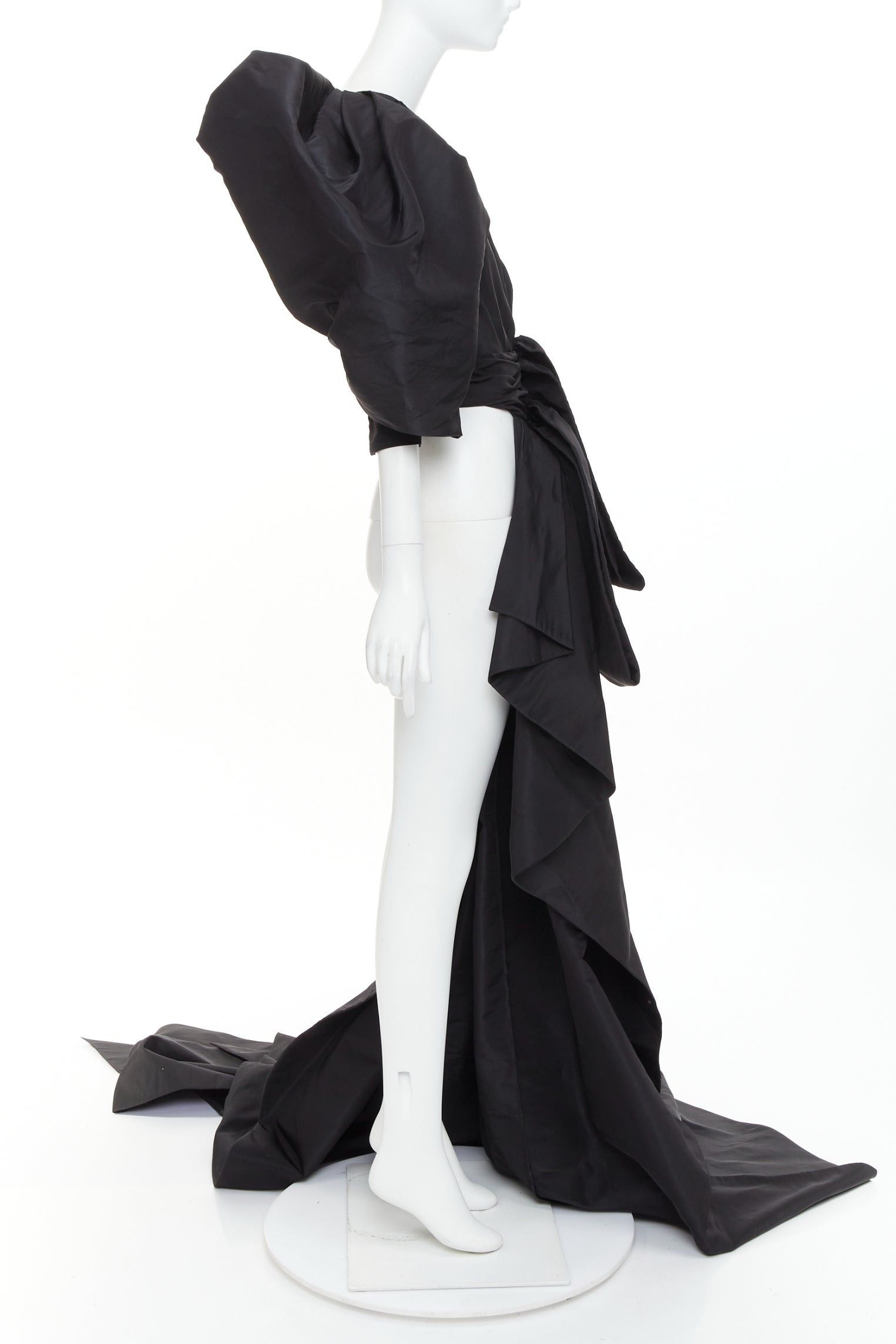Alexandre Vauthier rare ALEXANDRE VAUTHIER COUTURE SS2017 Runway black tafetta one shoulder bustle train top Size S / US 4 / IT 40 - 4 Thumbnail