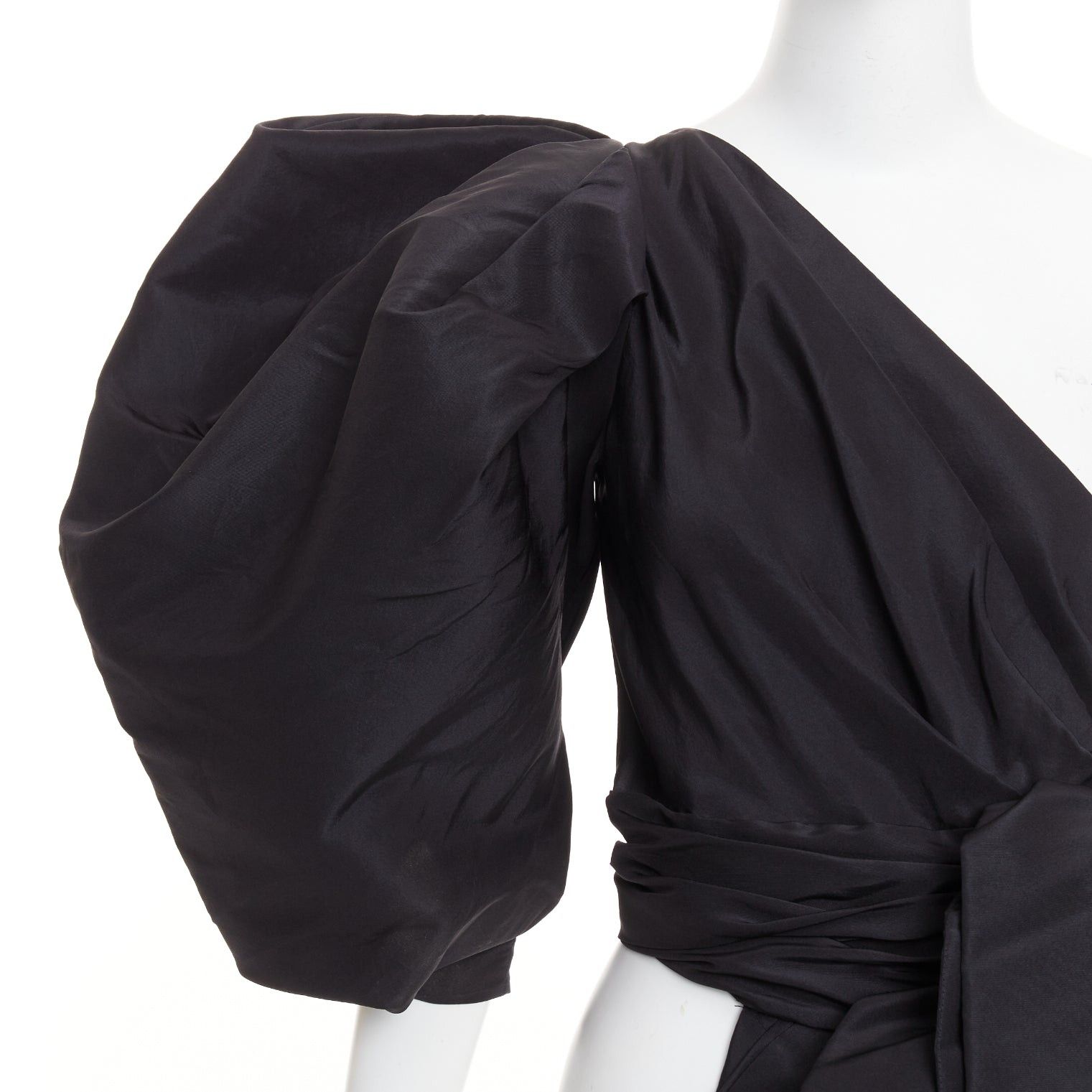Alexandre Vauthier rare ALEXANDRE VAUTHIER COUTURE SS2017 Runway black tafetta one shoulder bustle train top Size S / US 4 / IT 40 - 2 Thumbnail