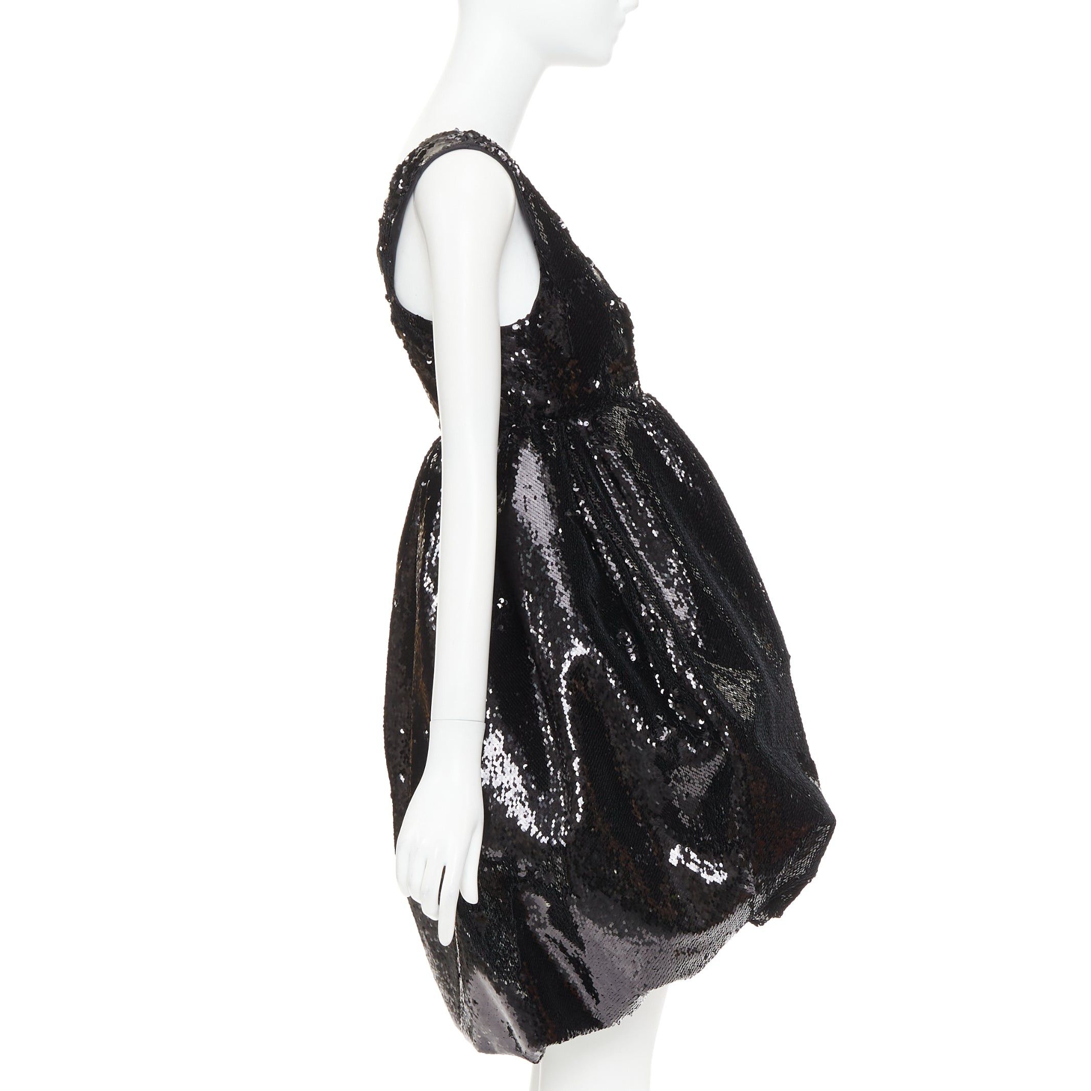 Alexandre Vauthier ALEXANDRE VAUTHIER COUTURE SS2025 Runway black sequinned tulle puff bubble dress Size S / US 4 / IT 40 - 4 Thumbnail