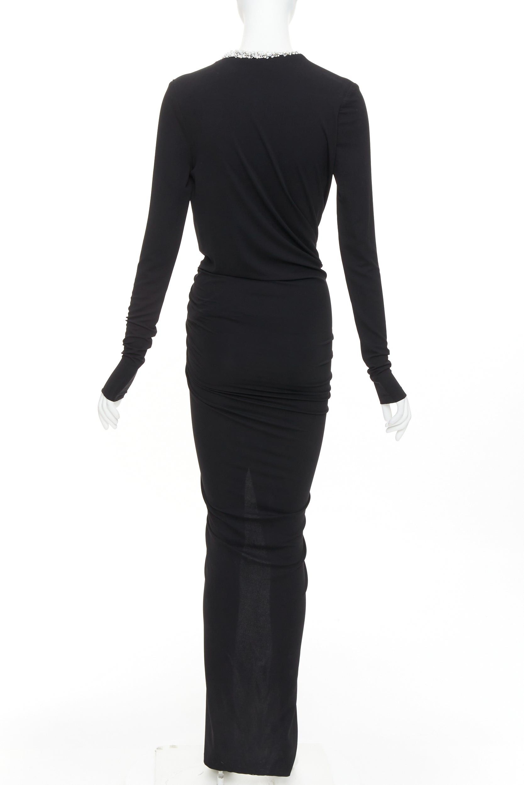 Alexandre Vauthier ALEXANDRE VAUTHIER black silver rhinestone jewel crystal plunge wrap dress Size S / US 4 / IT 40 - 5 Thumbnail